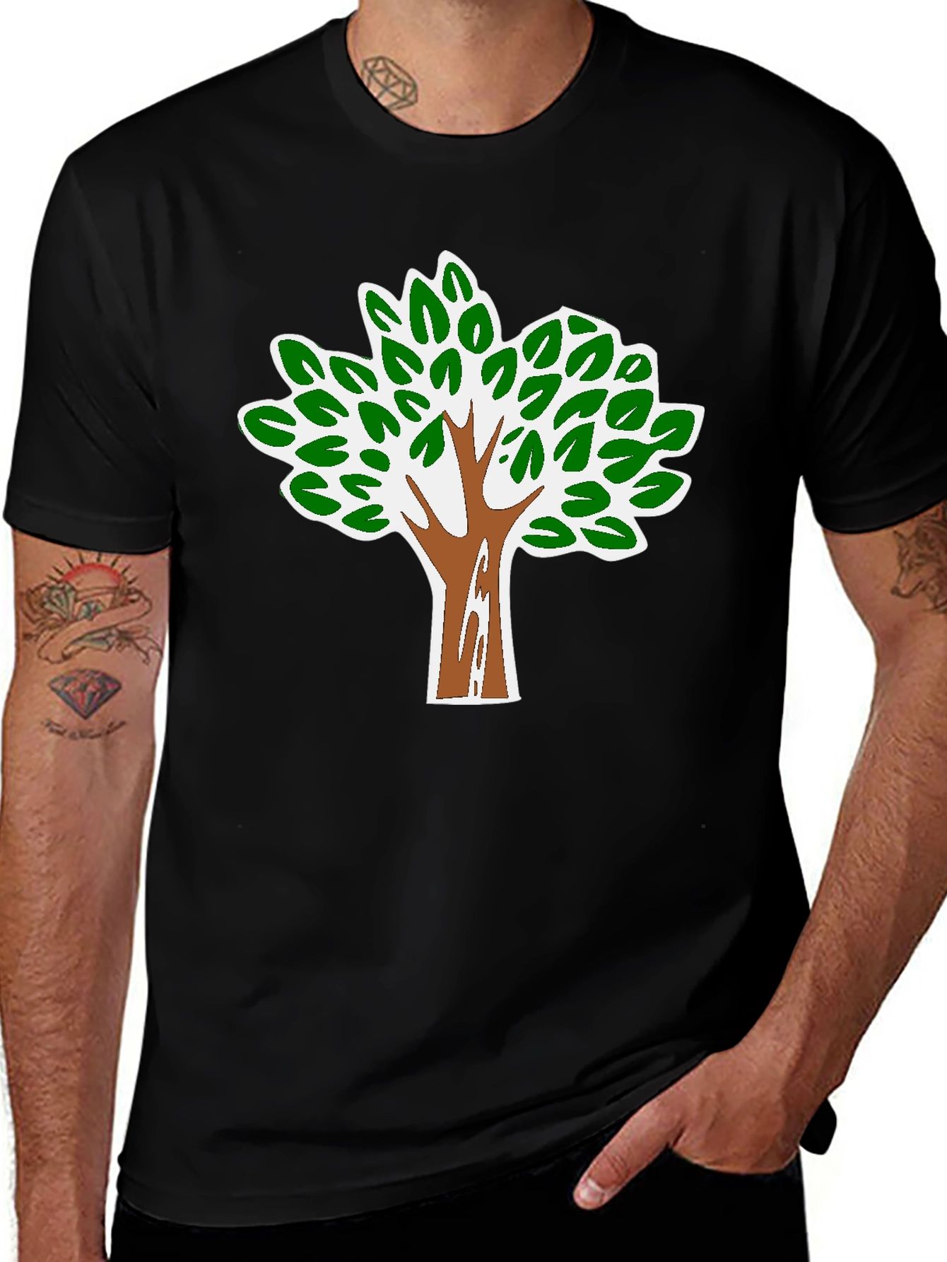 Nature Tree Graphic Tee - Black Cotton Blend