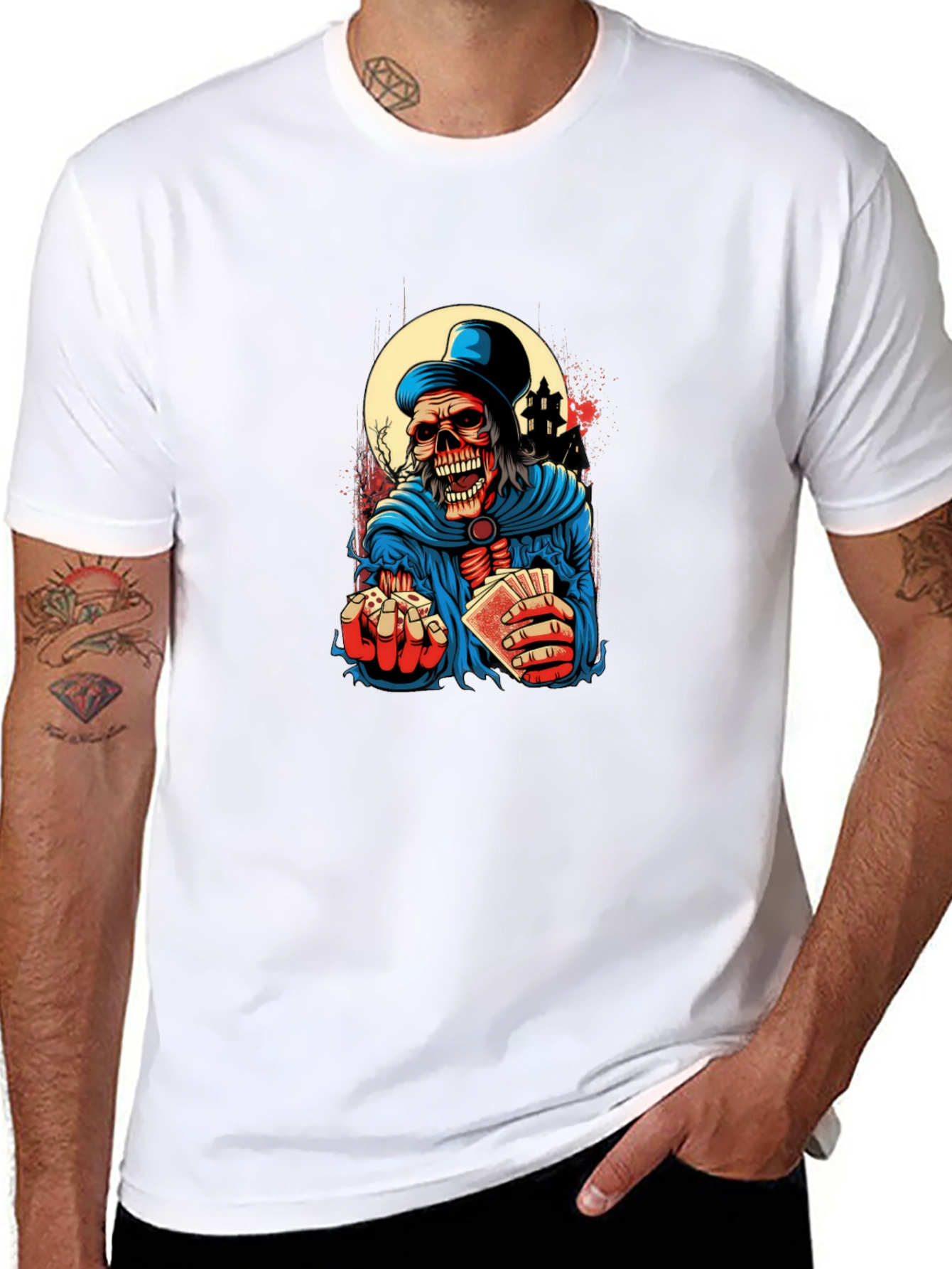 Skeleton Gambler Graphic Tee