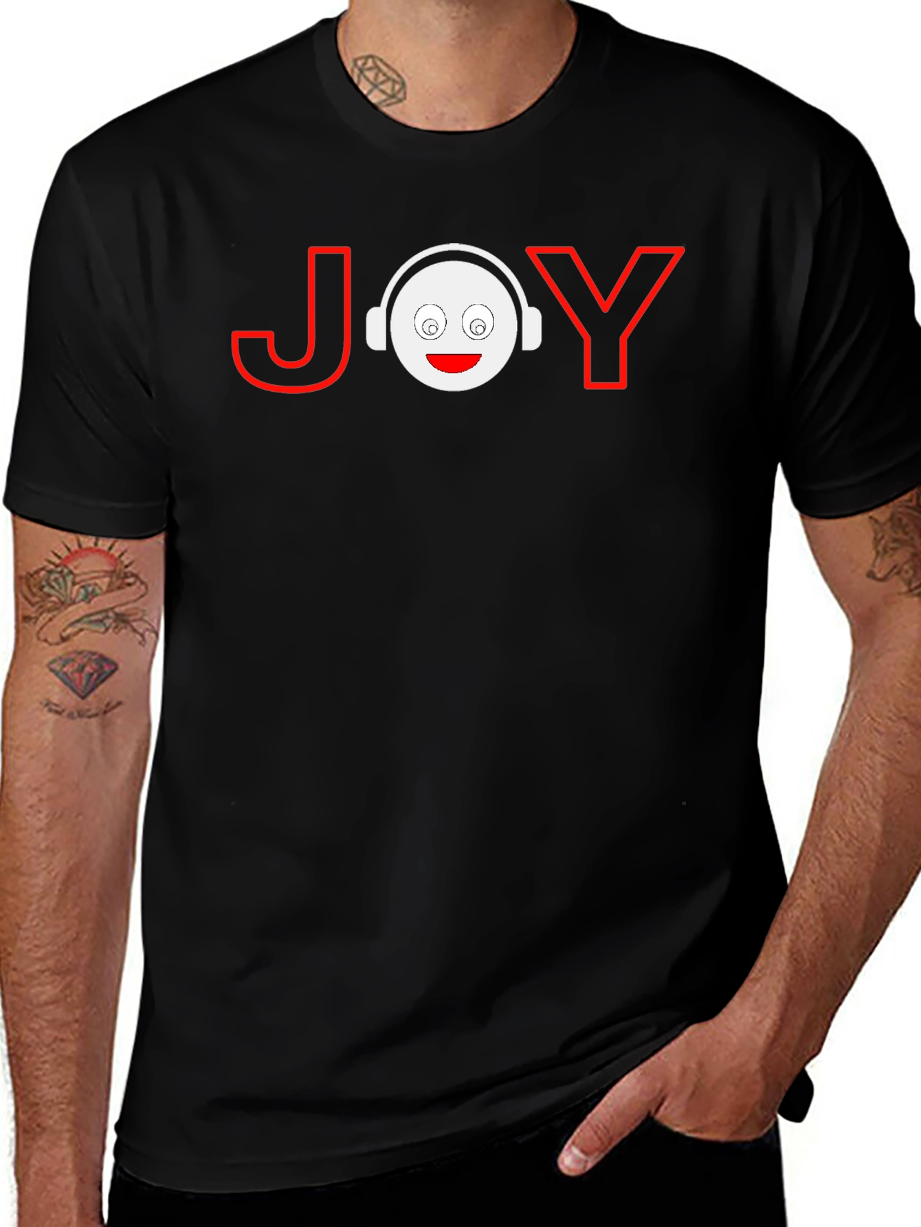 Joy Graphic T-Shirt - Black Crew Neck Tee