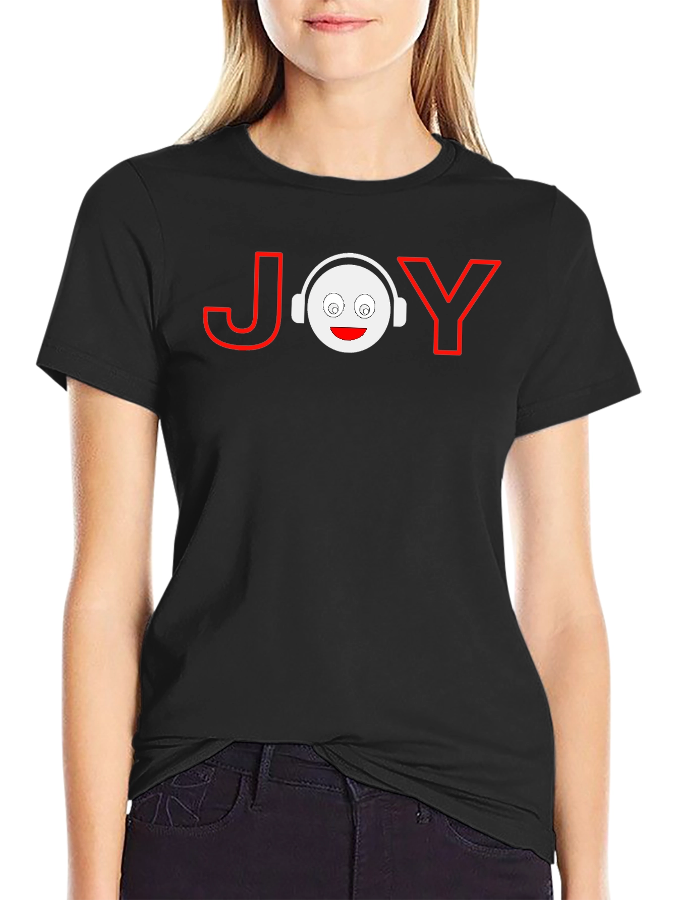 Joy Graphic T-Shirt - Black Crew Neck Tee