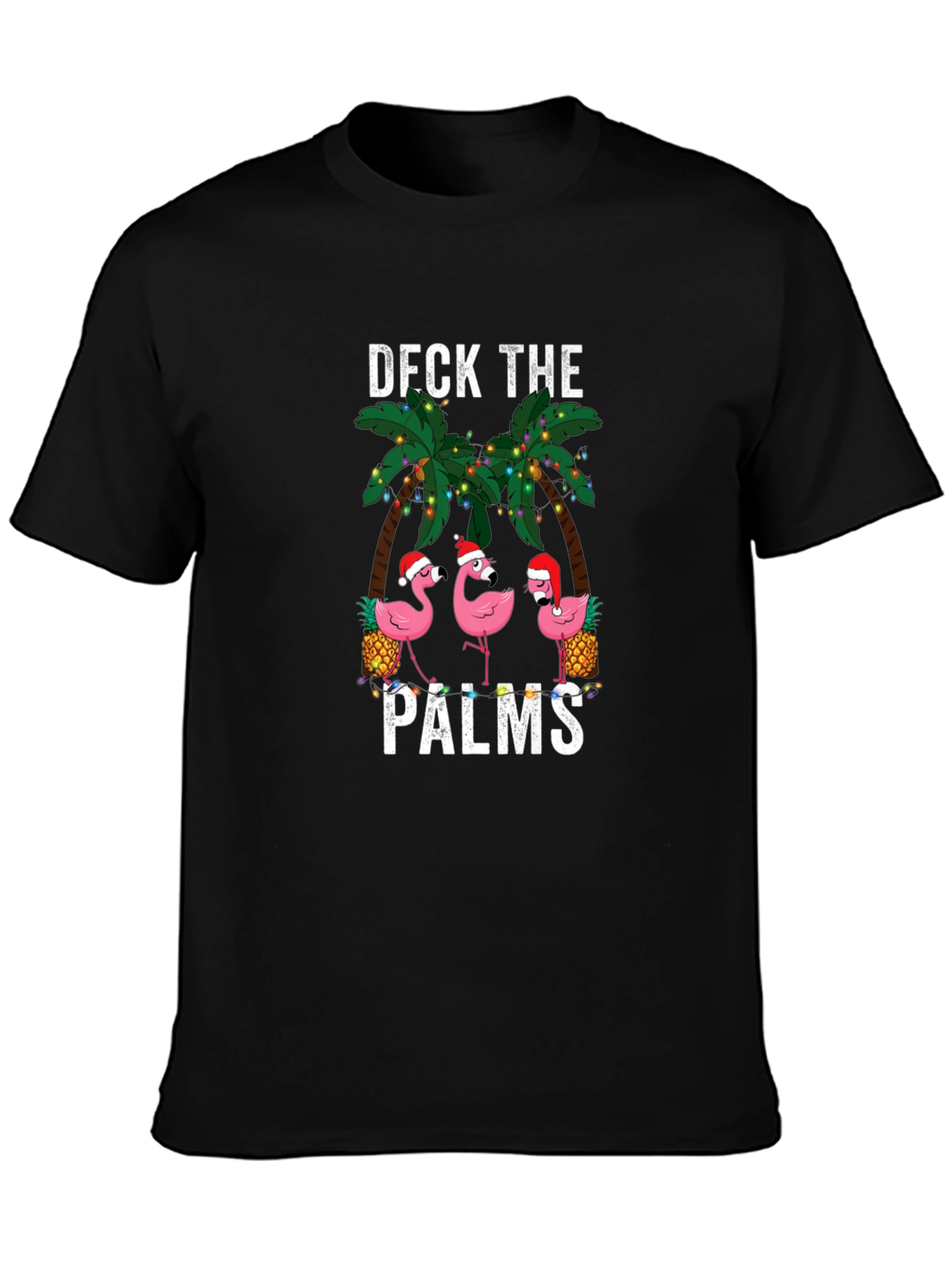 Deck the Palms Flamingo Christmas T-Shirt