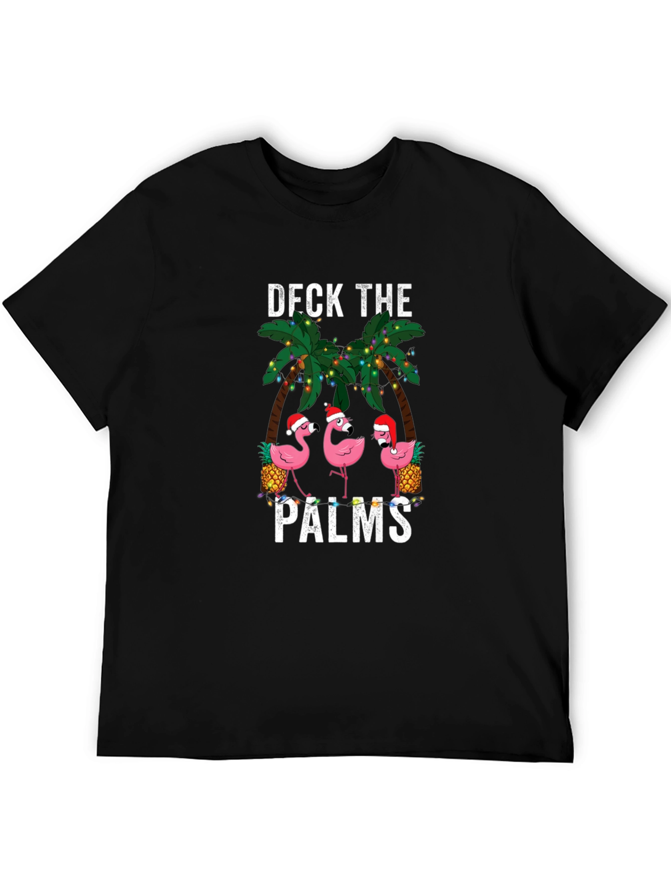 Deck the Palms Flamingo Christmas T-Shirt
