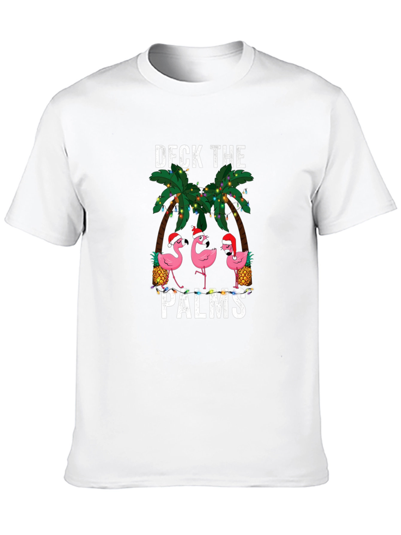 Deck the Palms Flamingo Christmas T-Shirt