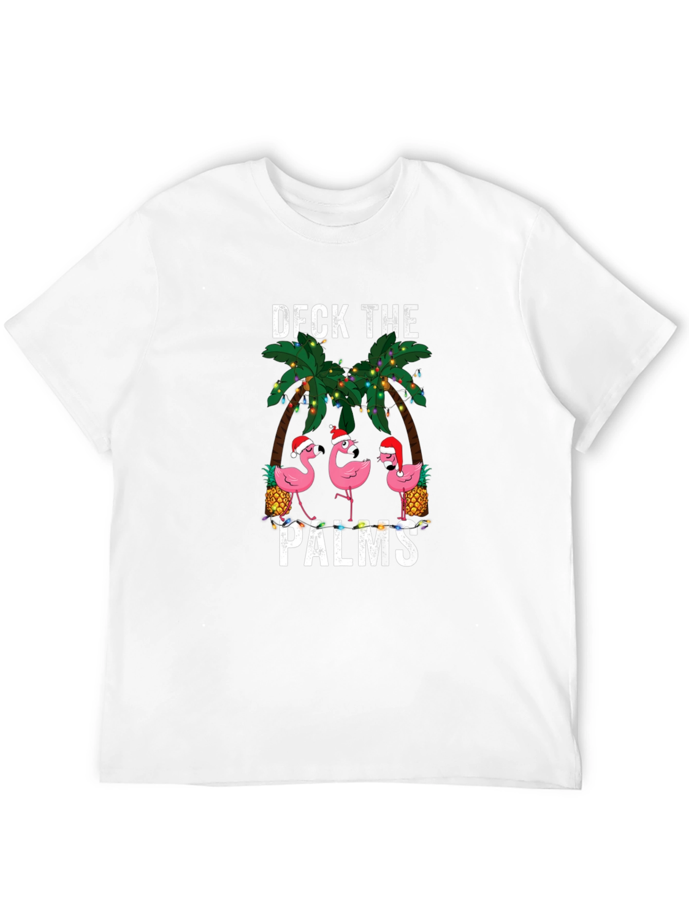 Deck the Palms Flamingo Christmas T-Shirt