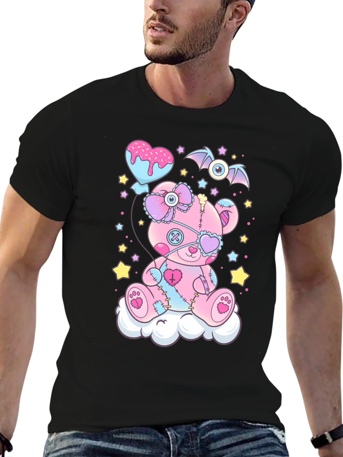 Cute Goth Pastel Teddy Bear Graphic T-Shirt