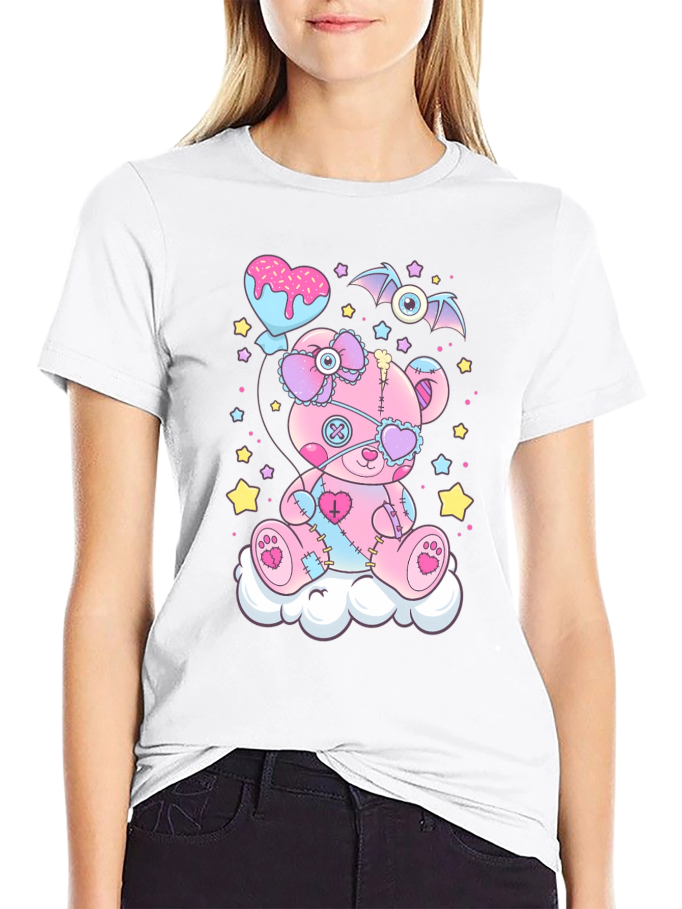 Cute Goth Pastel Teddy Bear Graphic T-Shirt