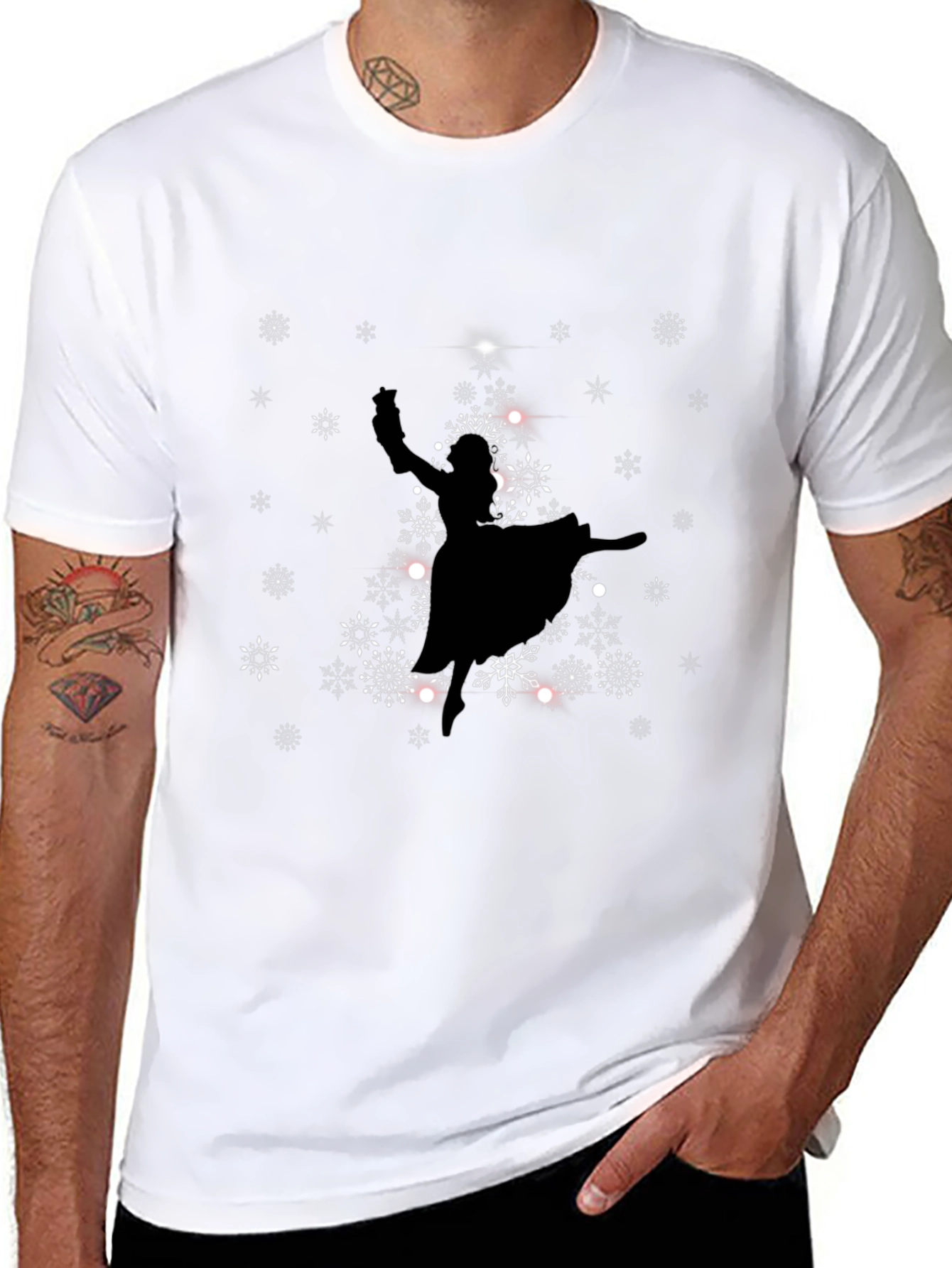 Christmas Tree Ballerina Black Graphic Tee