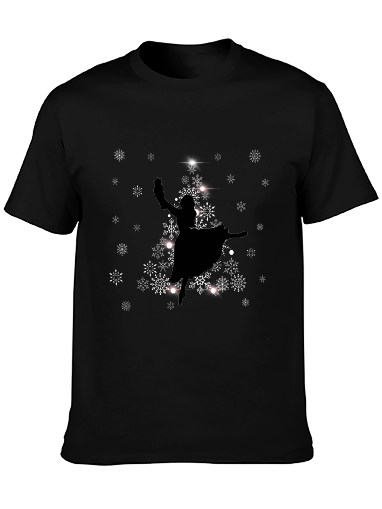 Christmas Tree Ballerina Black Graphic Tee
