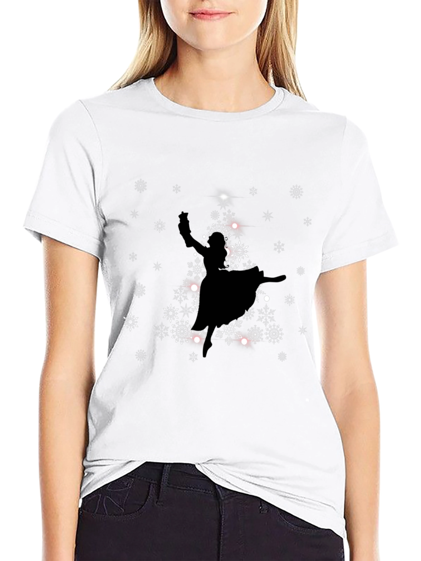 Christmas Tree Ballerina Black Graphic Tee