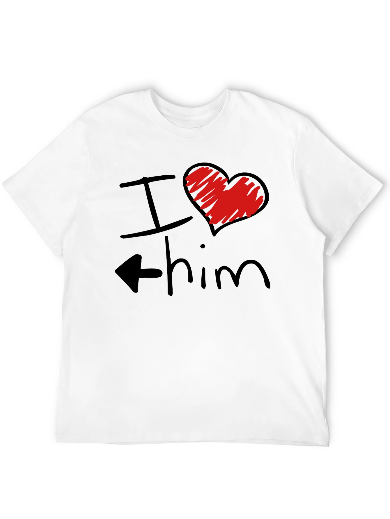 I Heart Him Mens Black Graphic T-Shirt