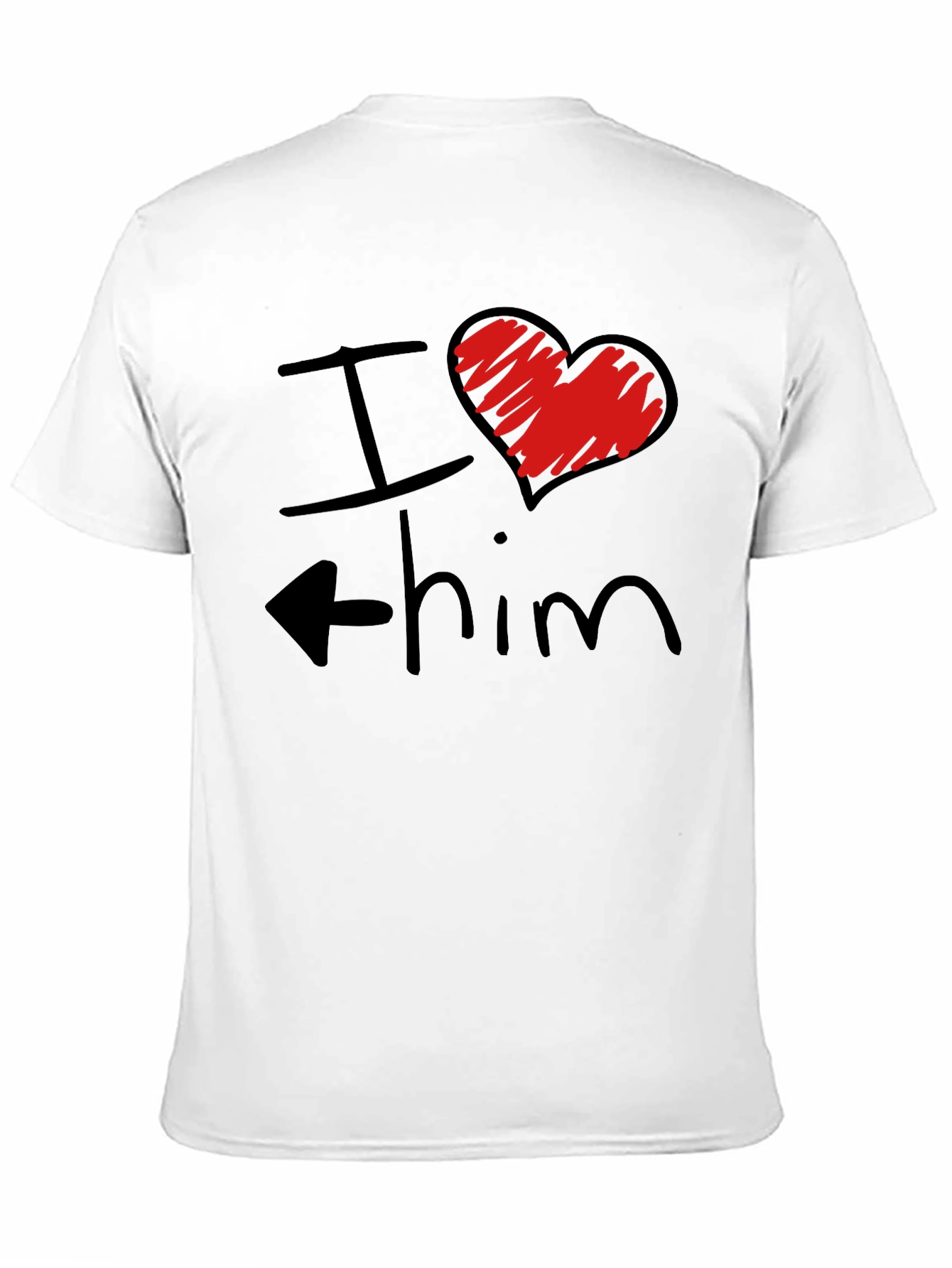 I Heart Him Mens Black Graphic T-Shirt