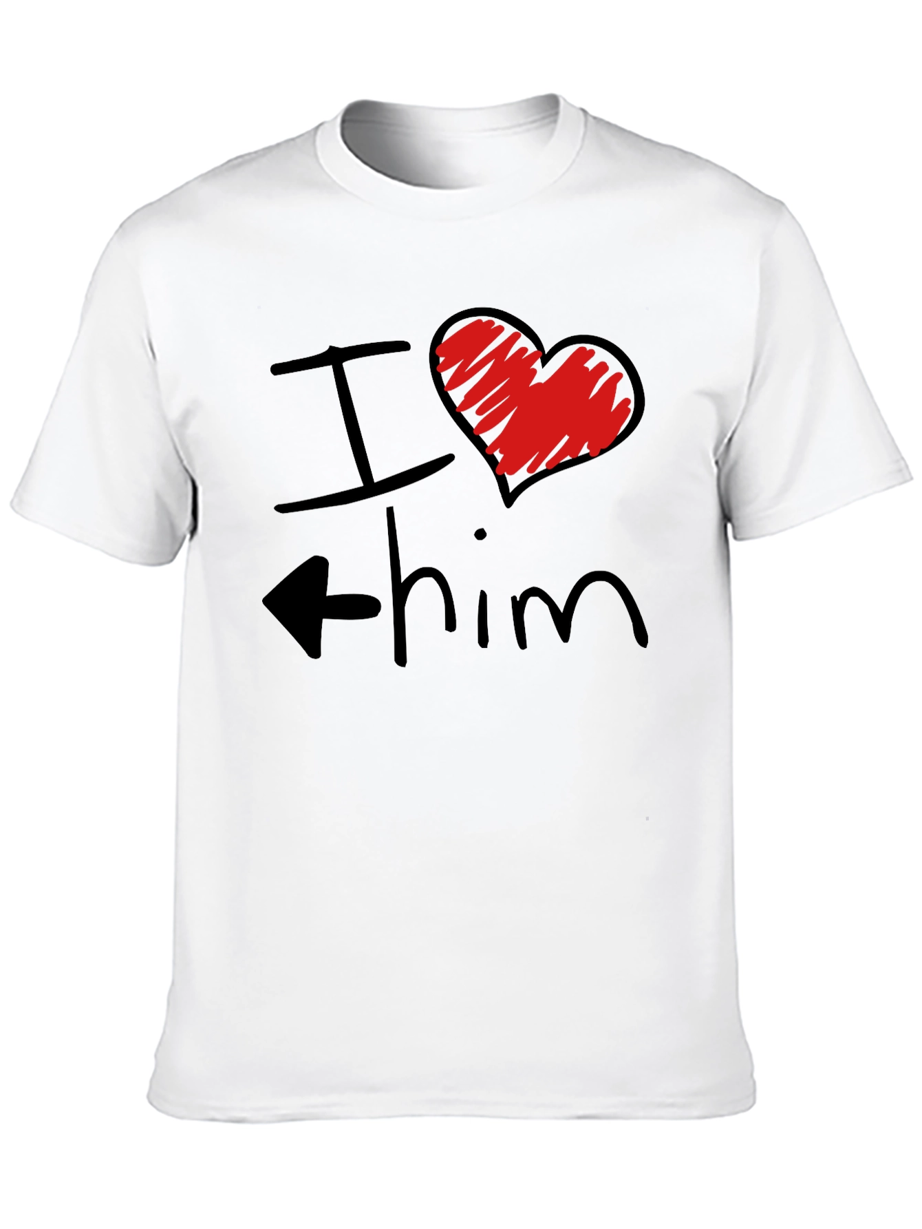 I Heart Him Mens Black Graphic T-Shirt
