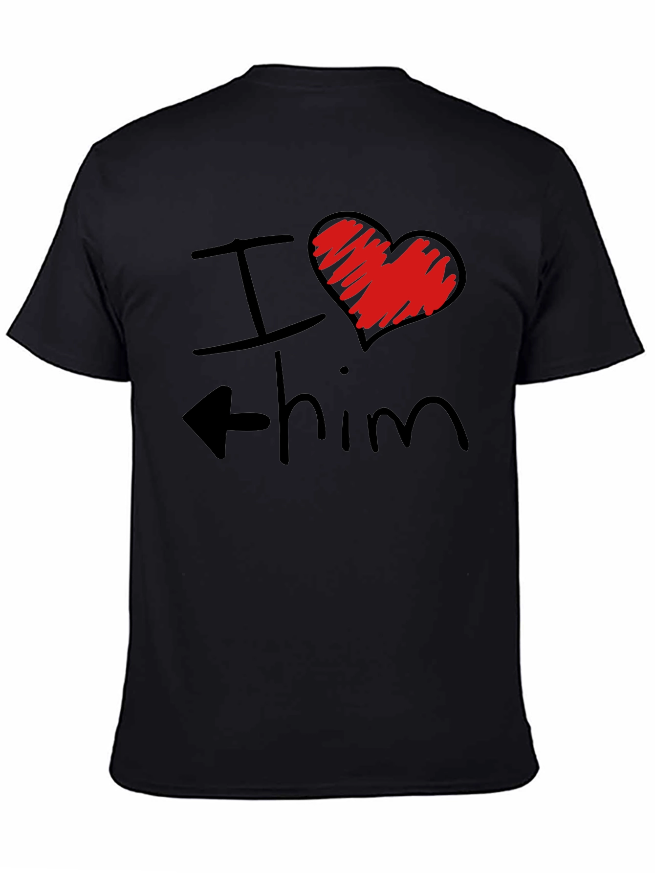 I Heart Him Mens Black Graphic T-Shirt