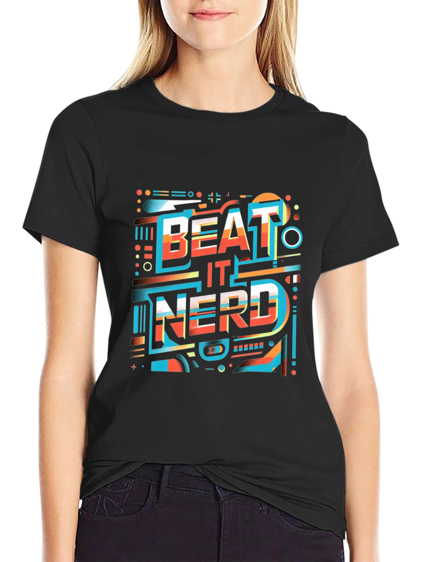 Beat It Nerd Graphic Tee - Stylish Black T-Shirt