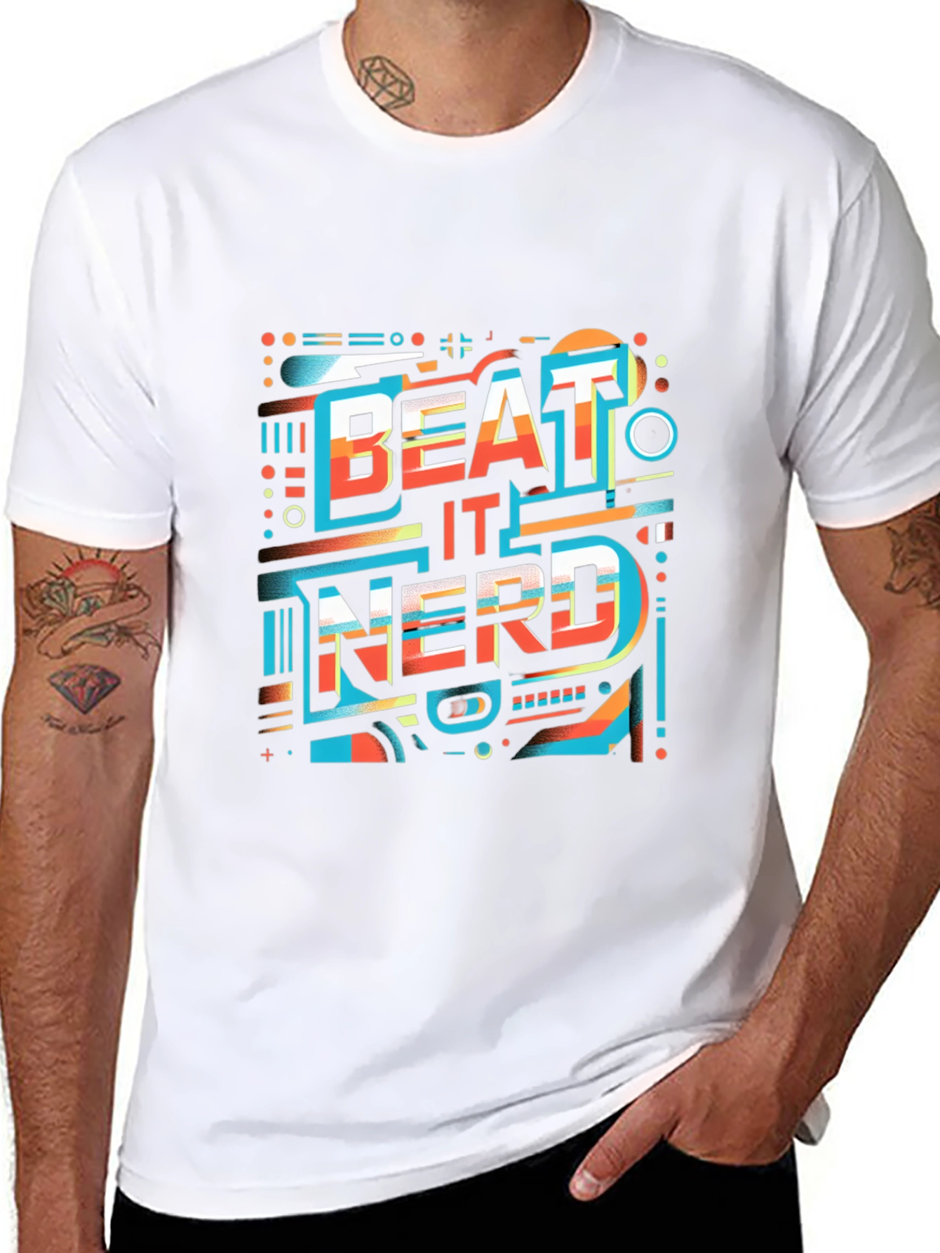 Beat It Nerd Graphic Tee - Stylish Black T-Shirt