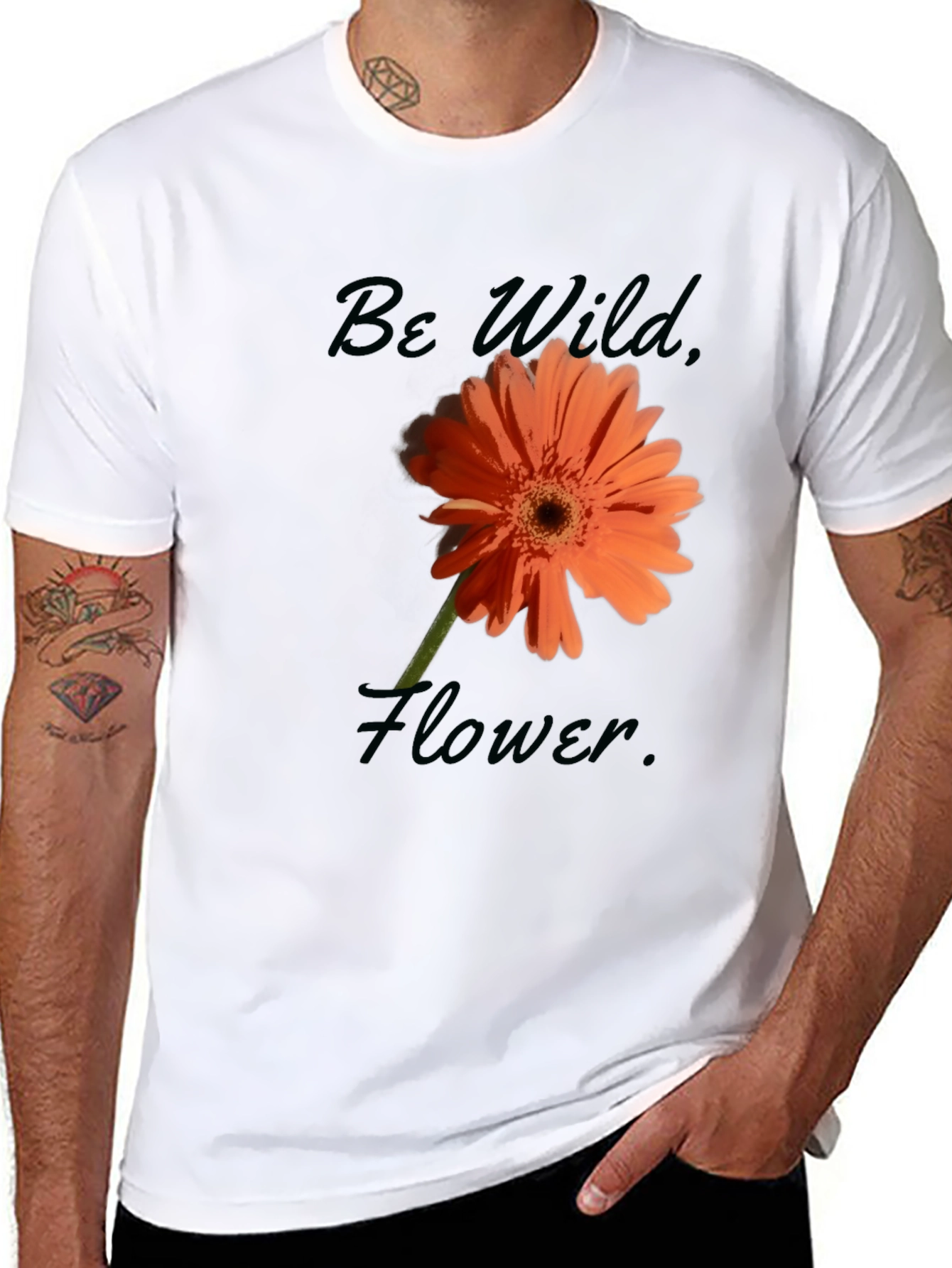 Be Wild Flower Graphic Tee - Black Casual T-Shirt