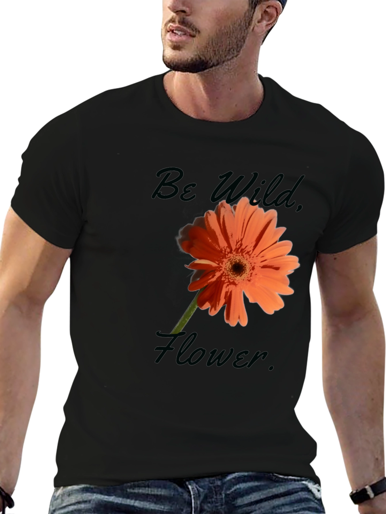 Be Wild Flower Graphic Tee - Black Casual T-Shirt