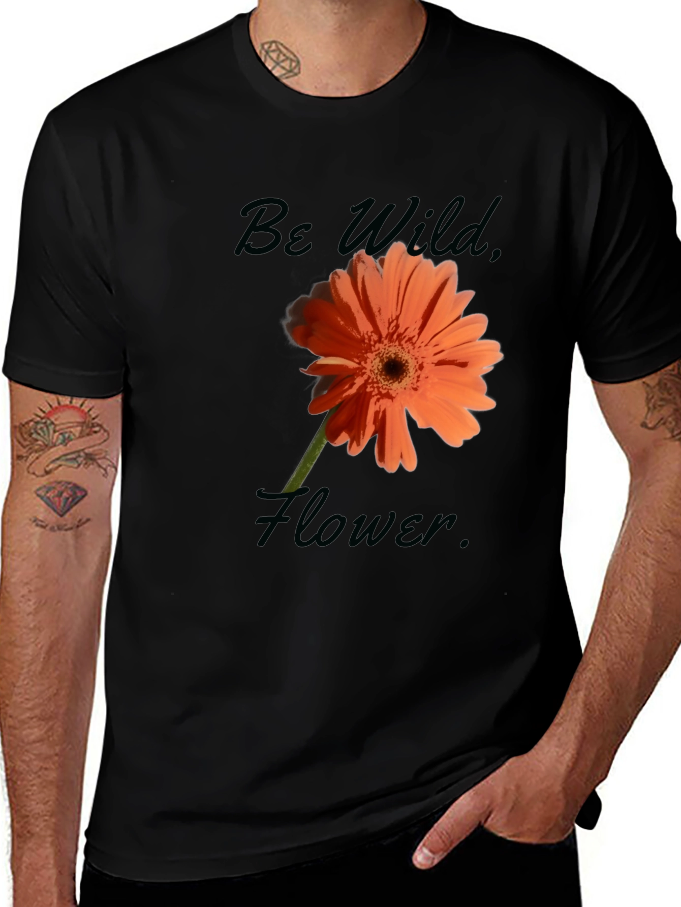 Be Wild Flower Graphic Tee - Black Casual T-Shirt