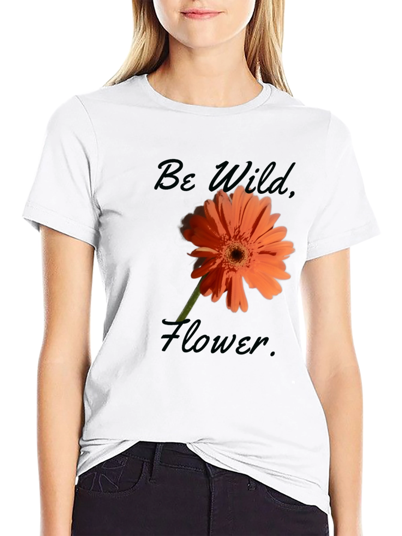 Be Wild Flower Graphic Tee - Black Casual T-Shirt