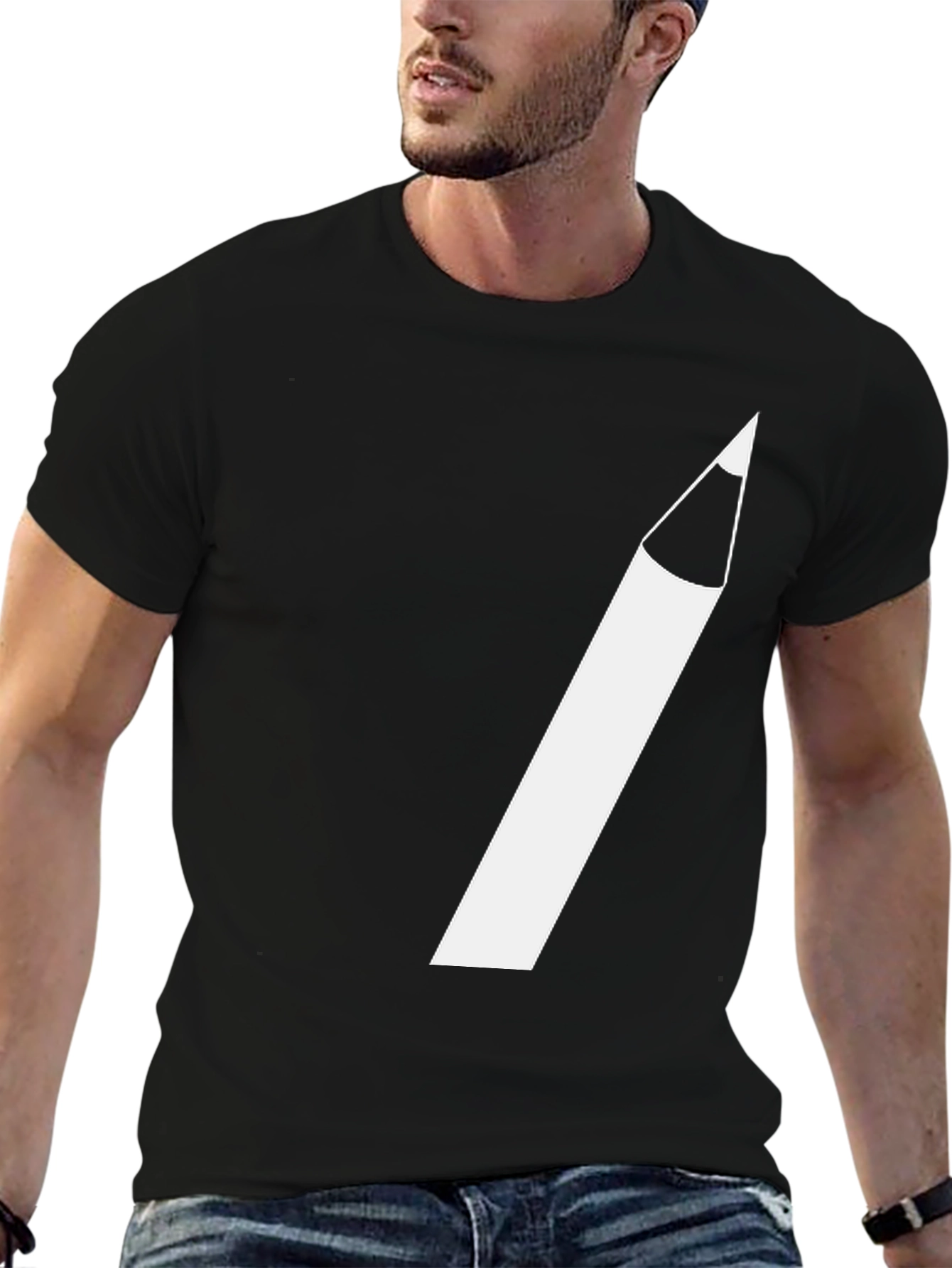 Pencil Graphic Tee - Creative Black T-Shirt