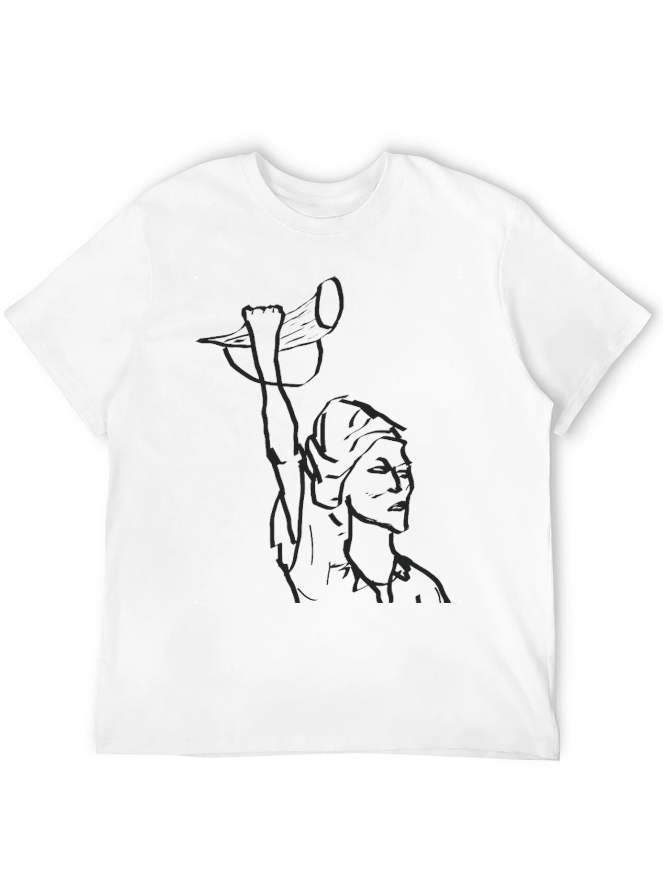 Black Graphic T-Shirt - Artistic Line Art Design