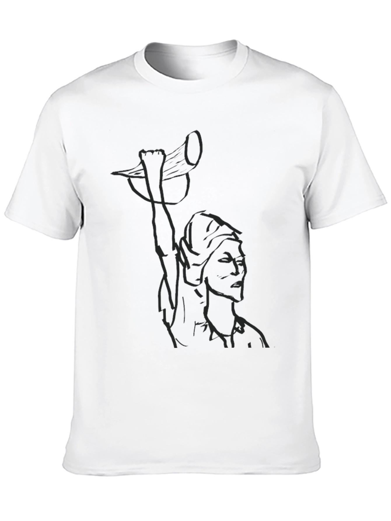 Black Graphic T-Shirt - Artistic Line Art Design