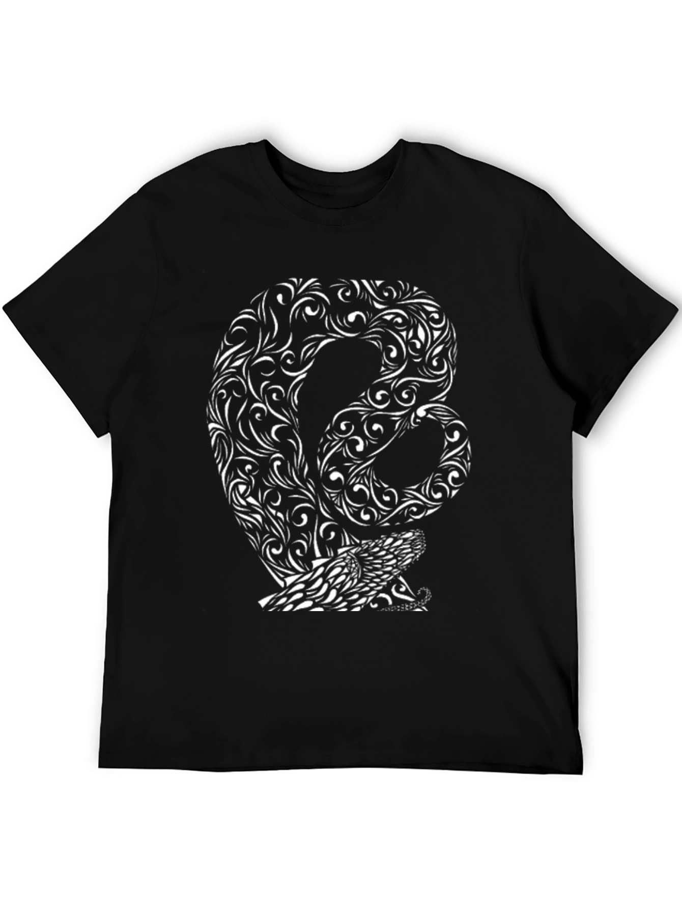 Abstract Snake Graphic Tee - Black