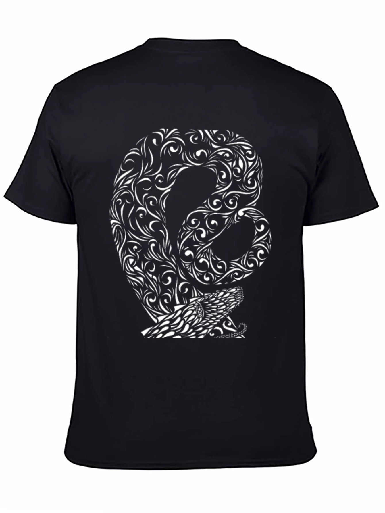 Abstract Snake Graphic Tee - Black