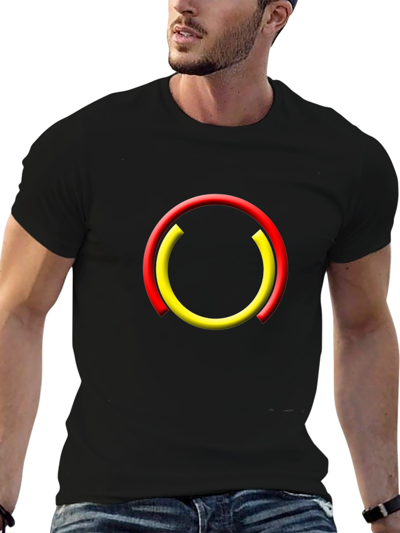 Modern Circle Graphic Black T-Shirt