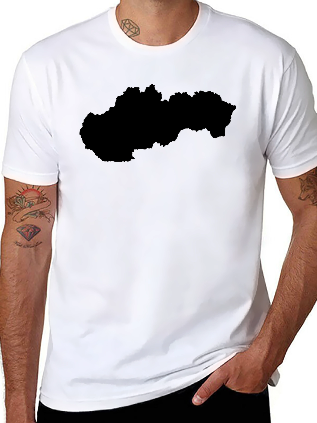 Slovakia Outline Black T-Shirt - Country Pride