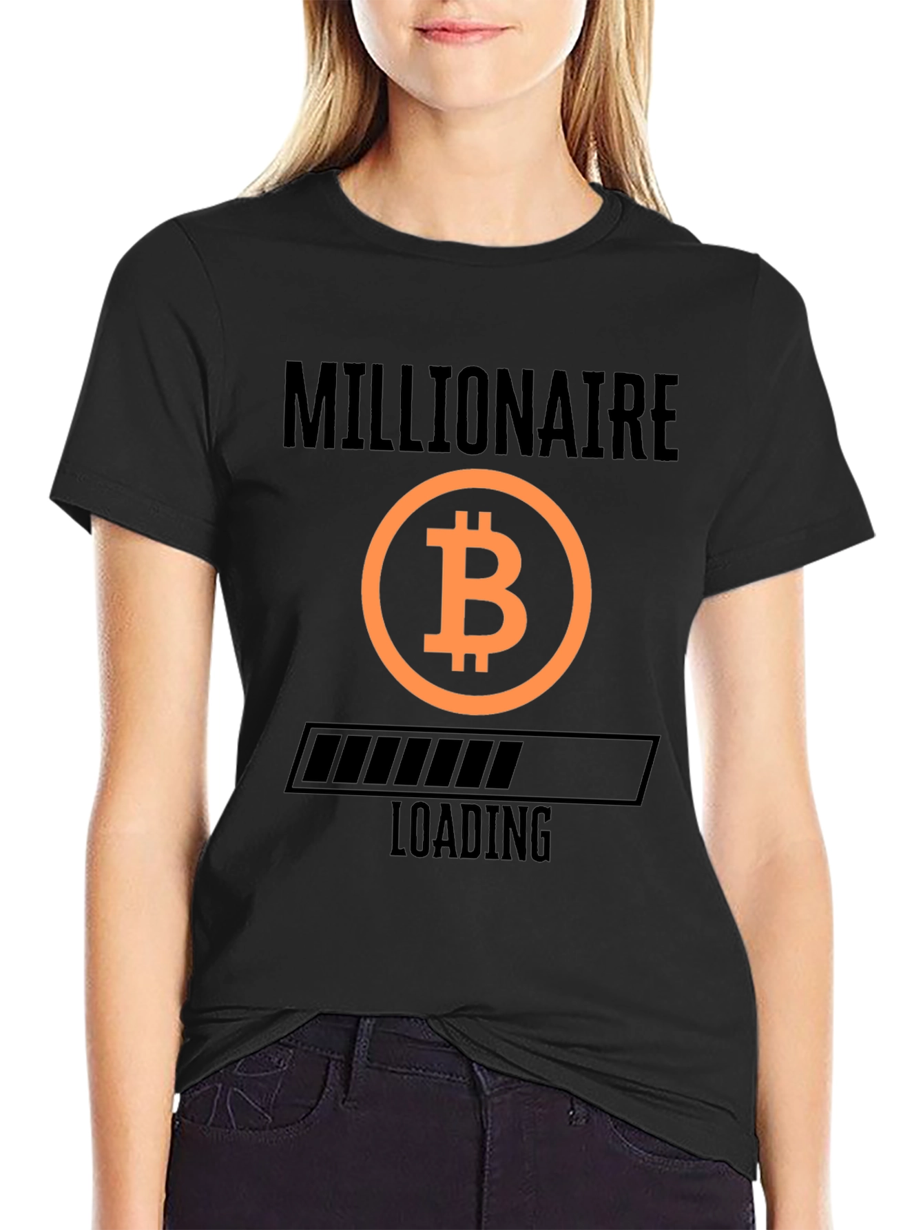 Bitcoin Millionaire Loading Black T-Shirt