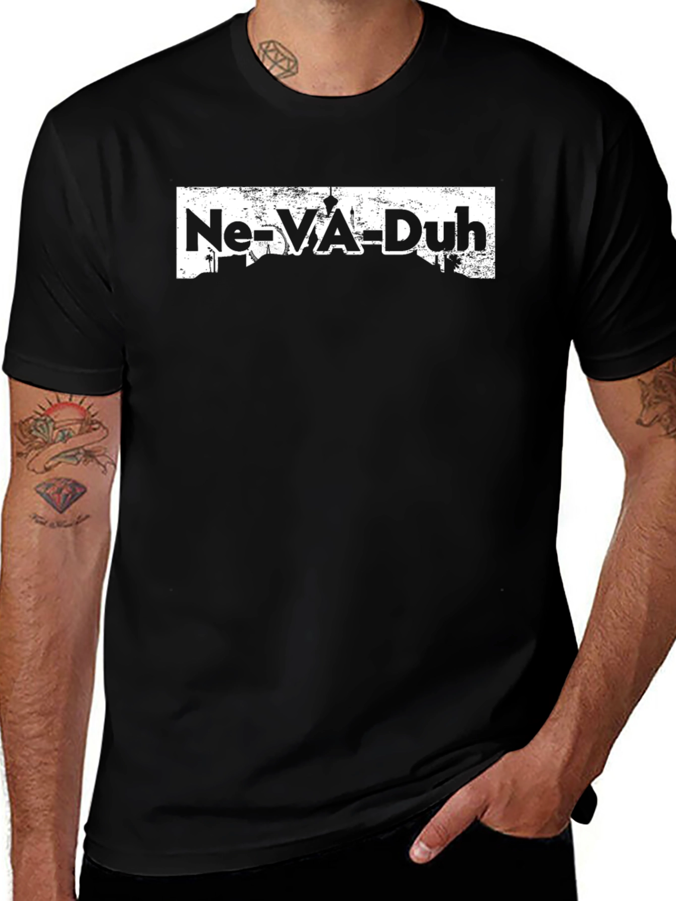Ne-VA-Duh Graphic Tee -  Black Crew Neck T-Shirt