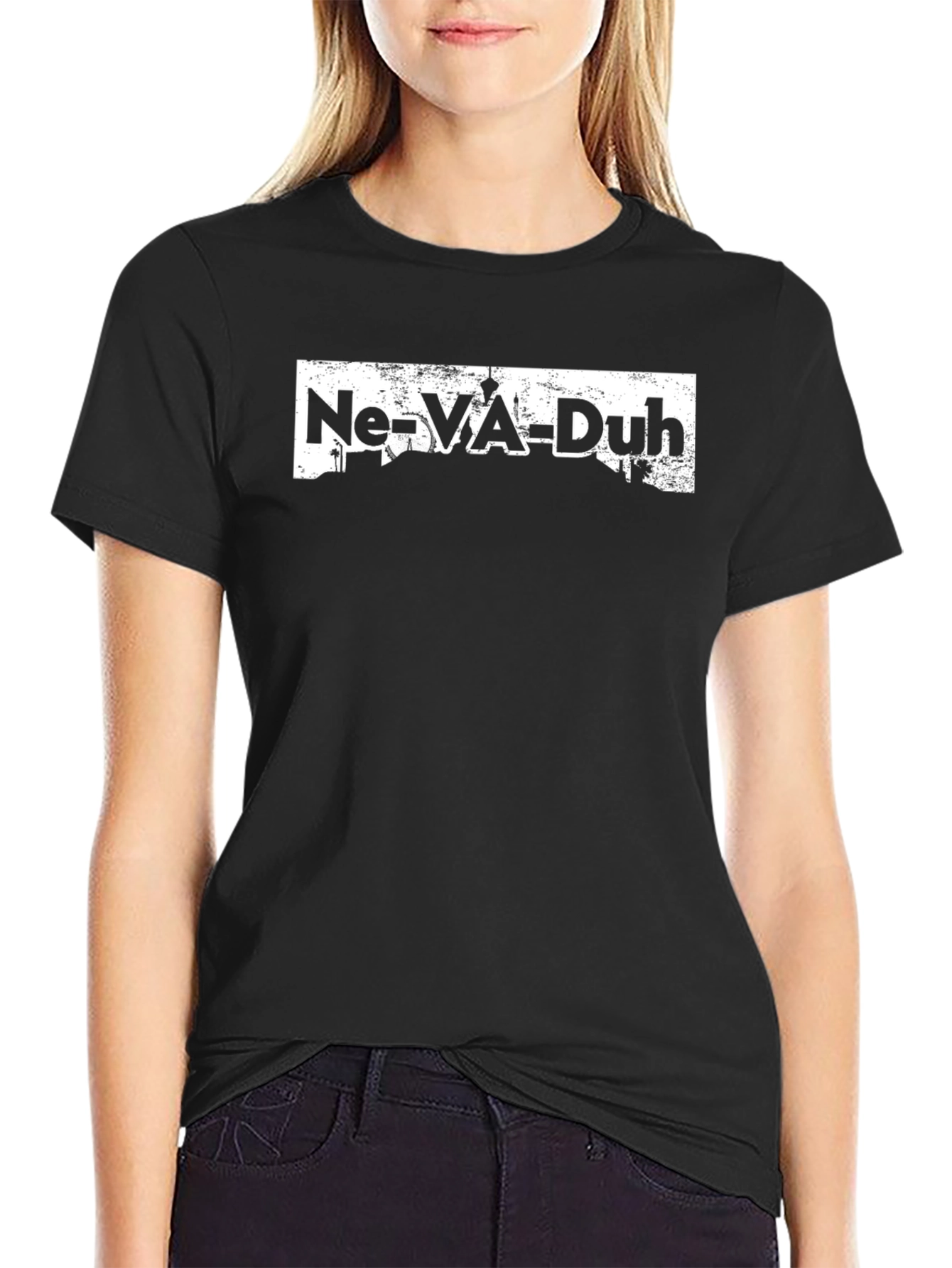Ne-VA-Duh Graphic Tee -  Black Crew Neck T-Shirt