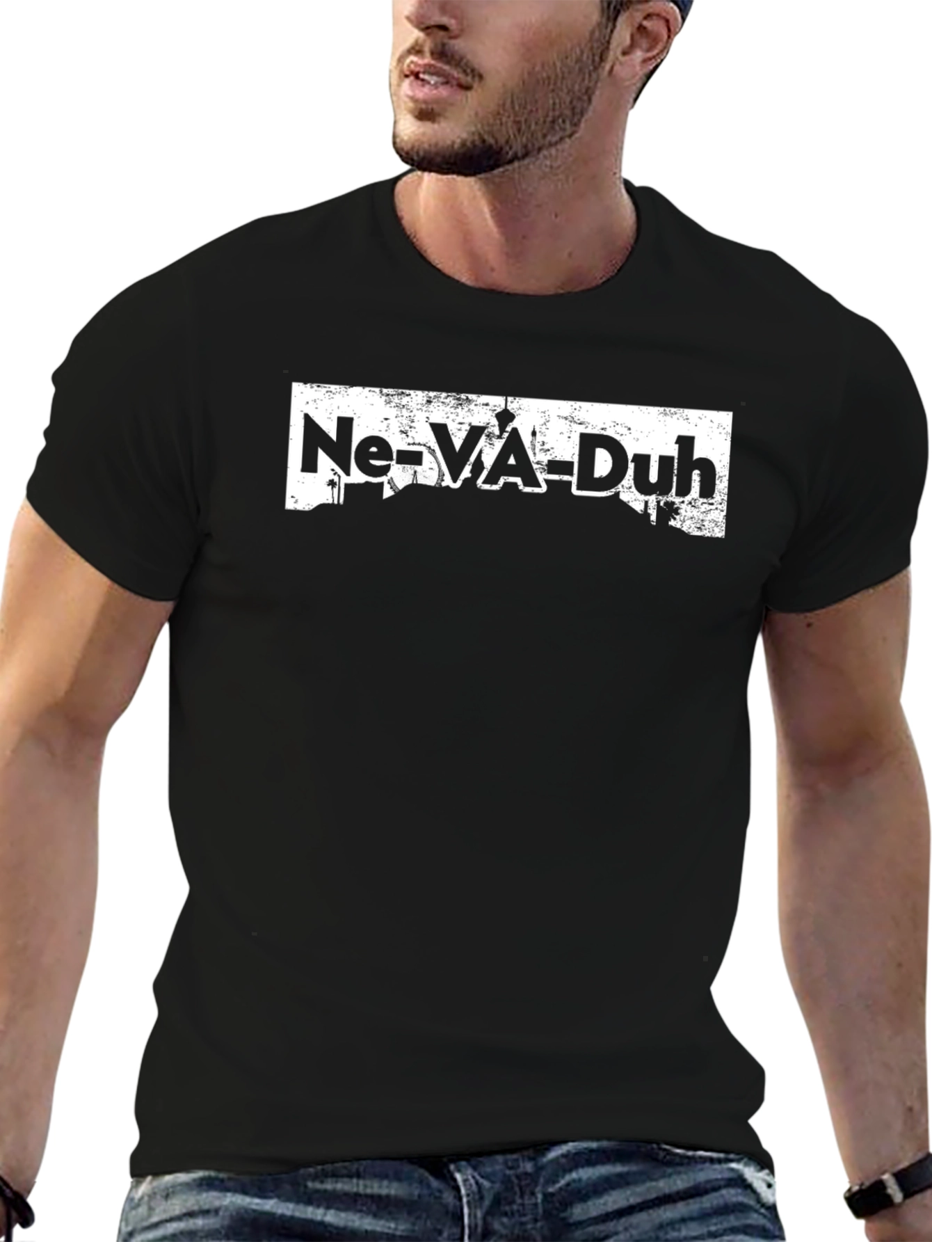 Ne-VA-Duh Graphic Tee -  Black Crew Neck T-Shirt