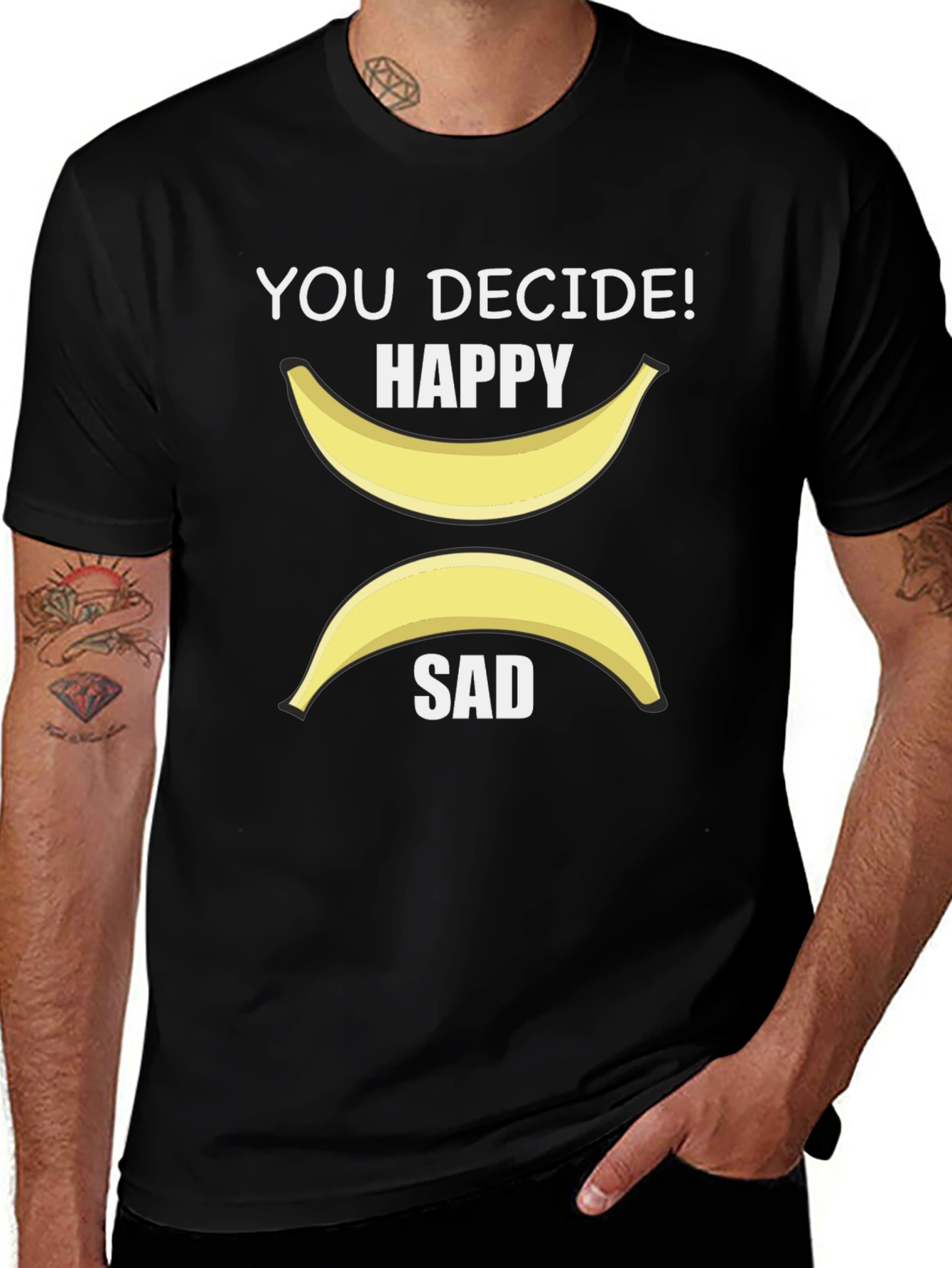 Decide Happy or Sad Banana Graphic T-Shirt