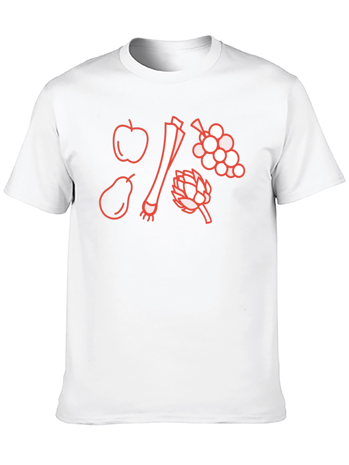 Fruit & Veggie Outline Graphic T-Shirt - Black