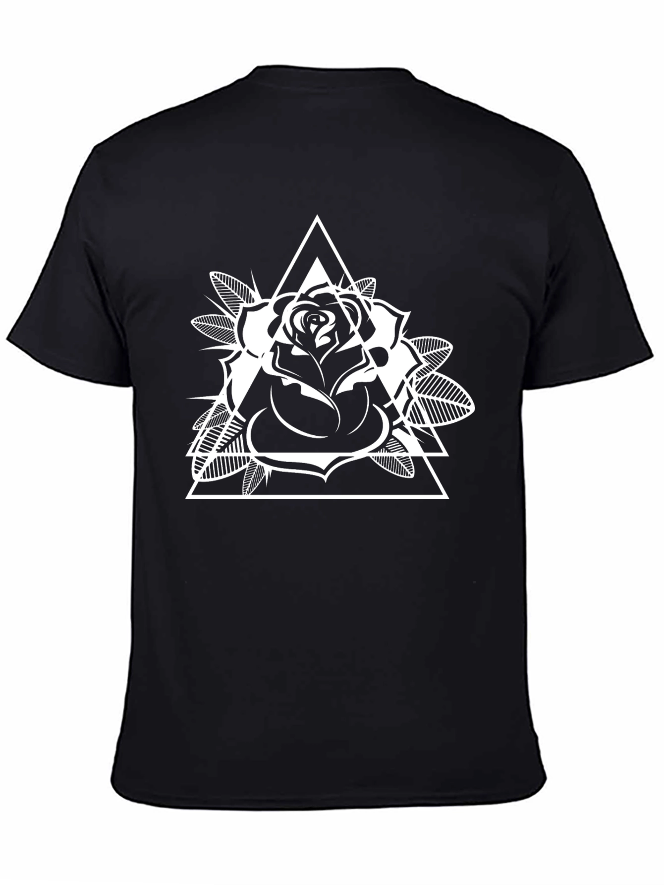 Rose Triangle Graphic T-Shirt - Black