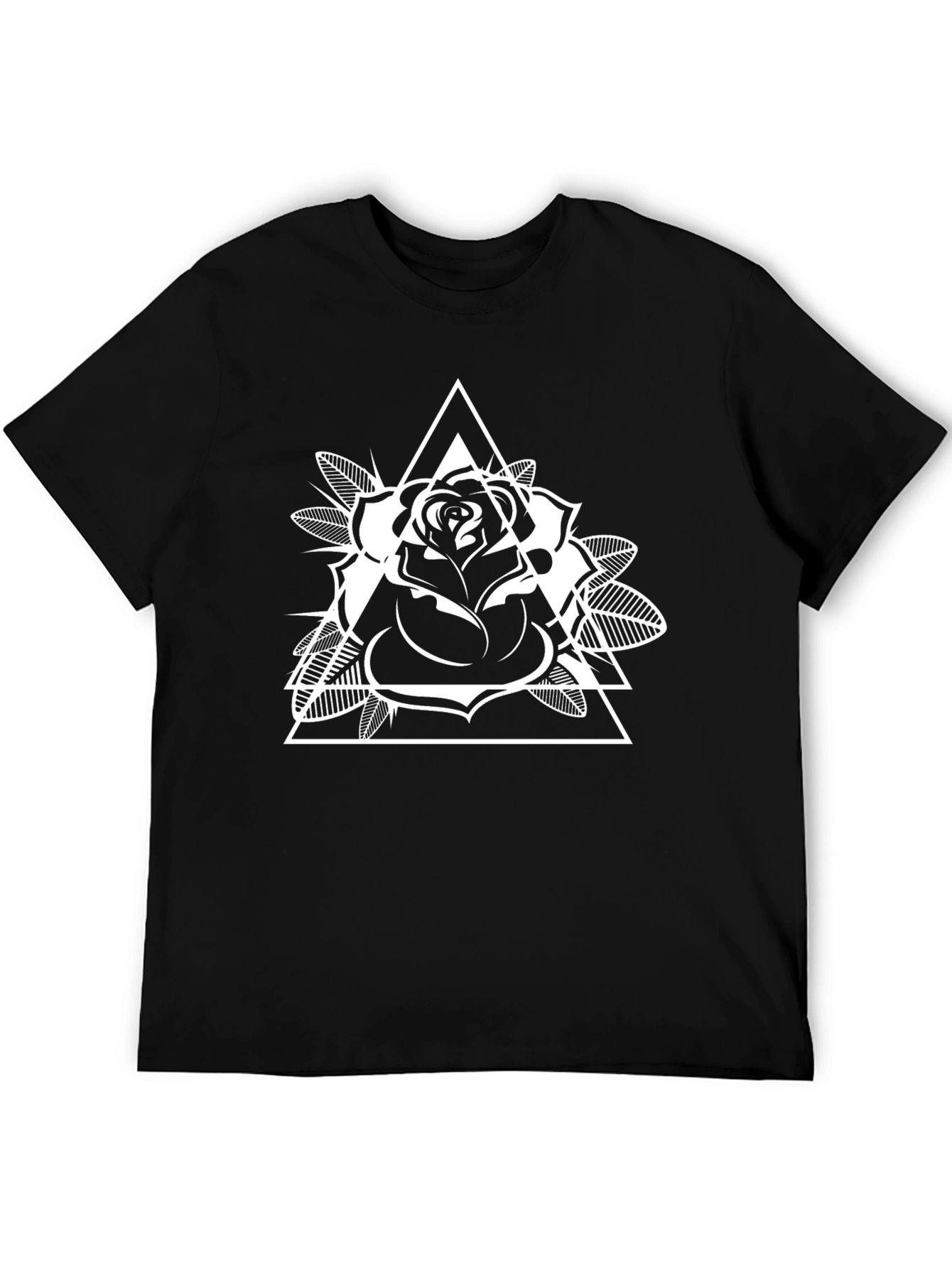 Rose Triangle Graphic T-Shirt - Black