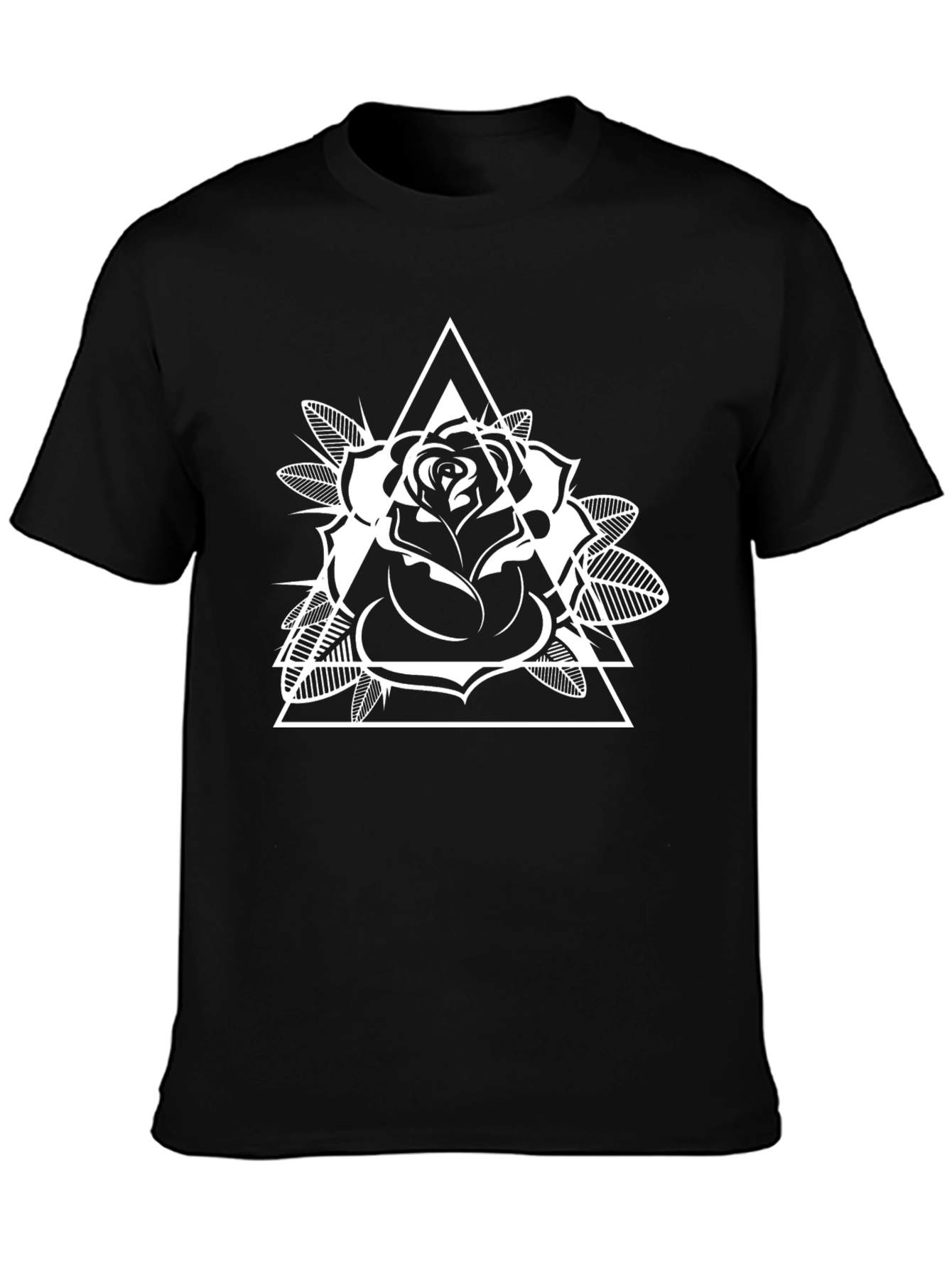 Rose Triangle Graphic T-Shirt - Black
