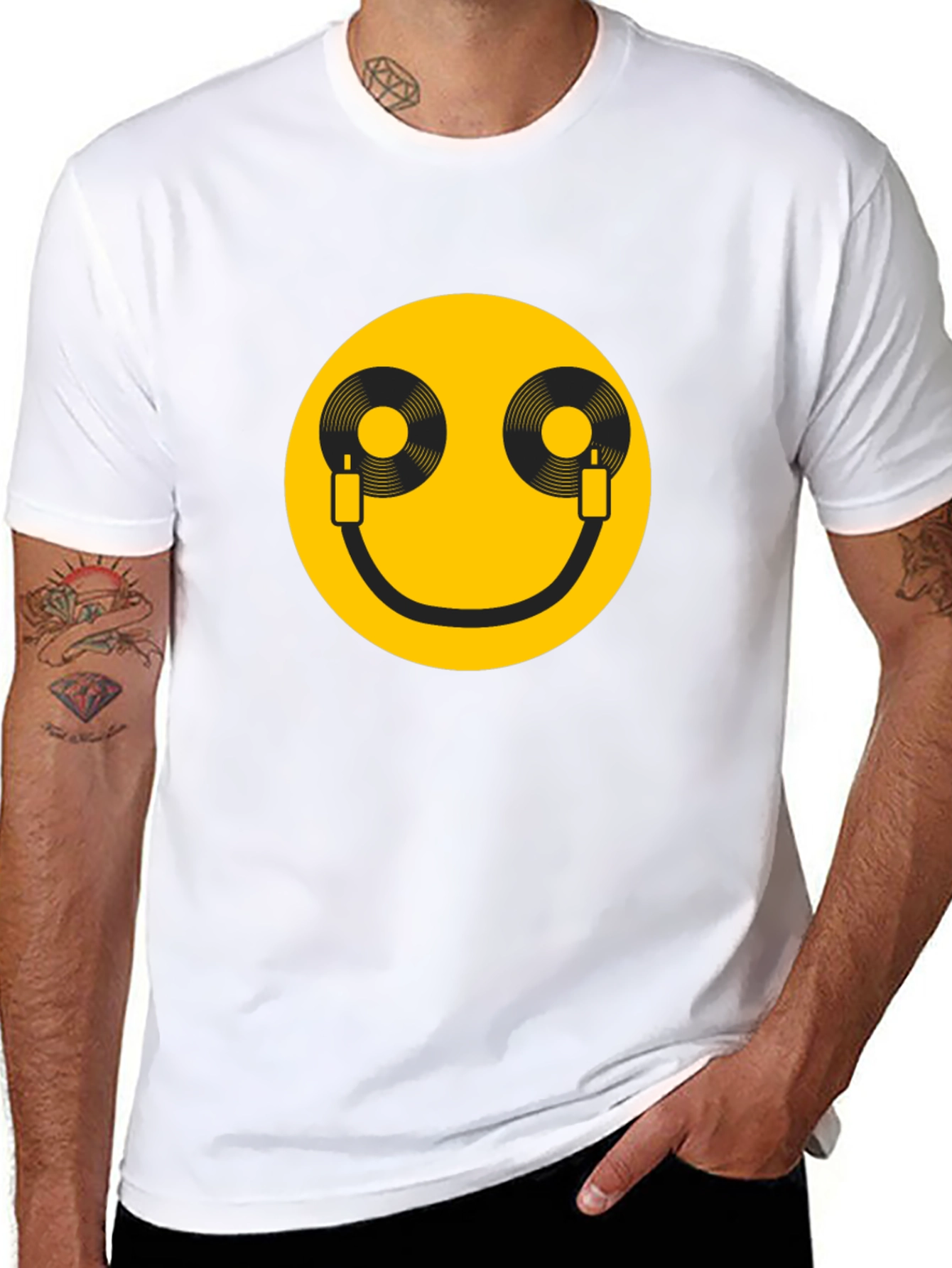 DJ Smile T-Shirt - Black Cotton Graphic Tee