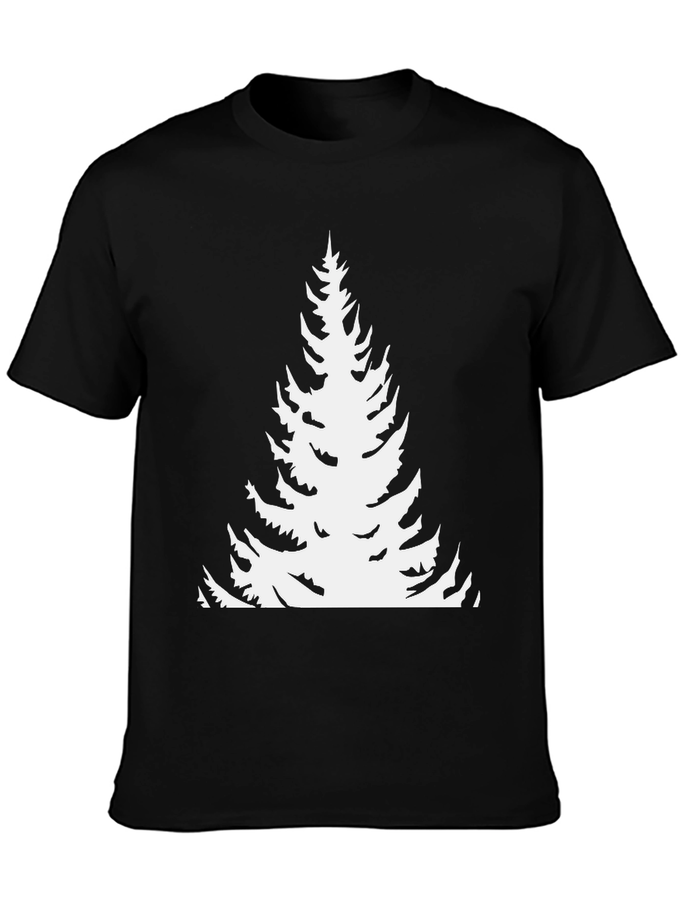 Evergreen Tree Graphic Tee - Black Cotton T-Shirt