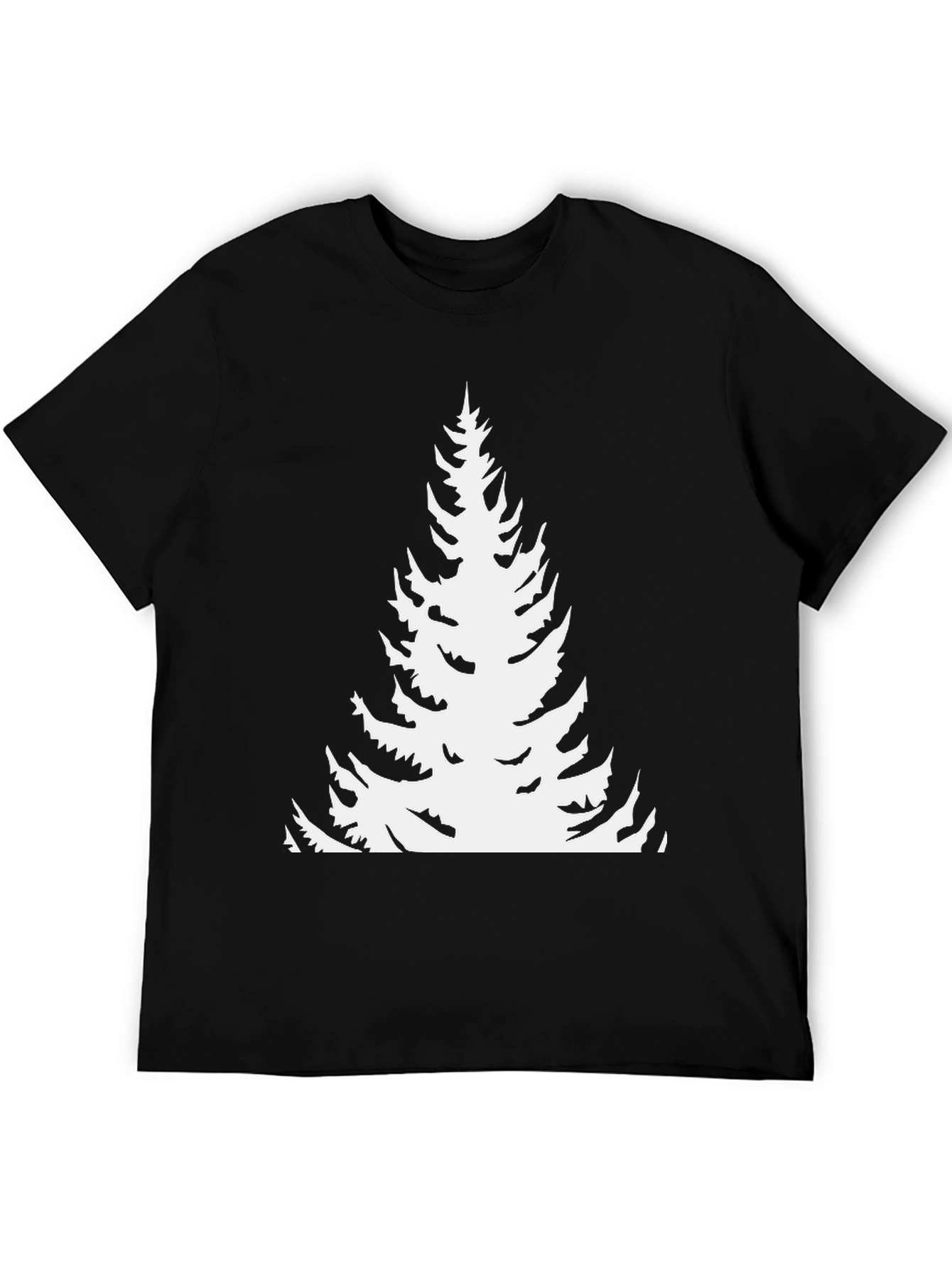 Evergreen Tree Graphic Tee - Black Cotton T-Shirt