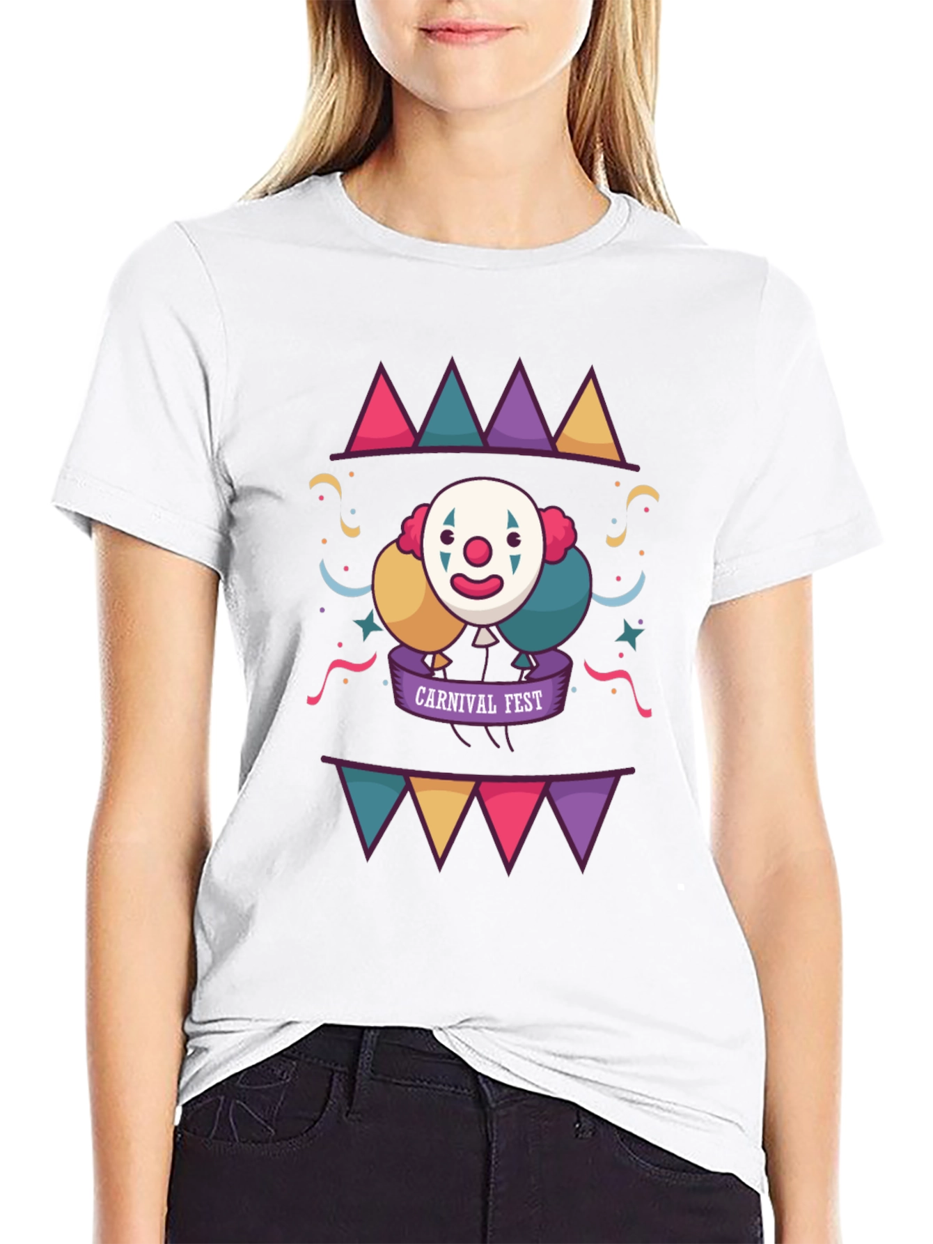 Carnival Fest Graphic Tee - Fun Clown Design