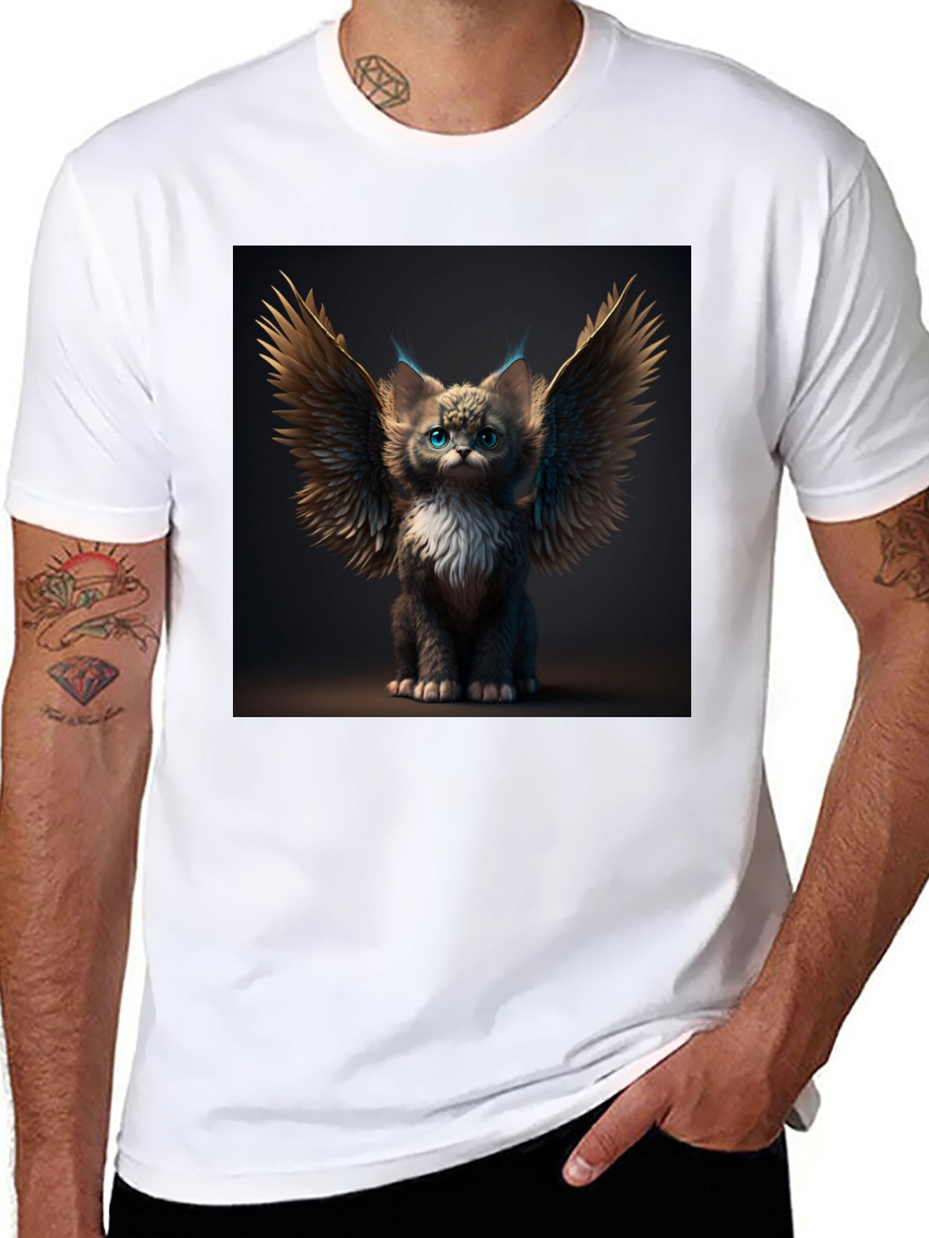 Winged Cat T-Shirt - Unique Graphic Tee