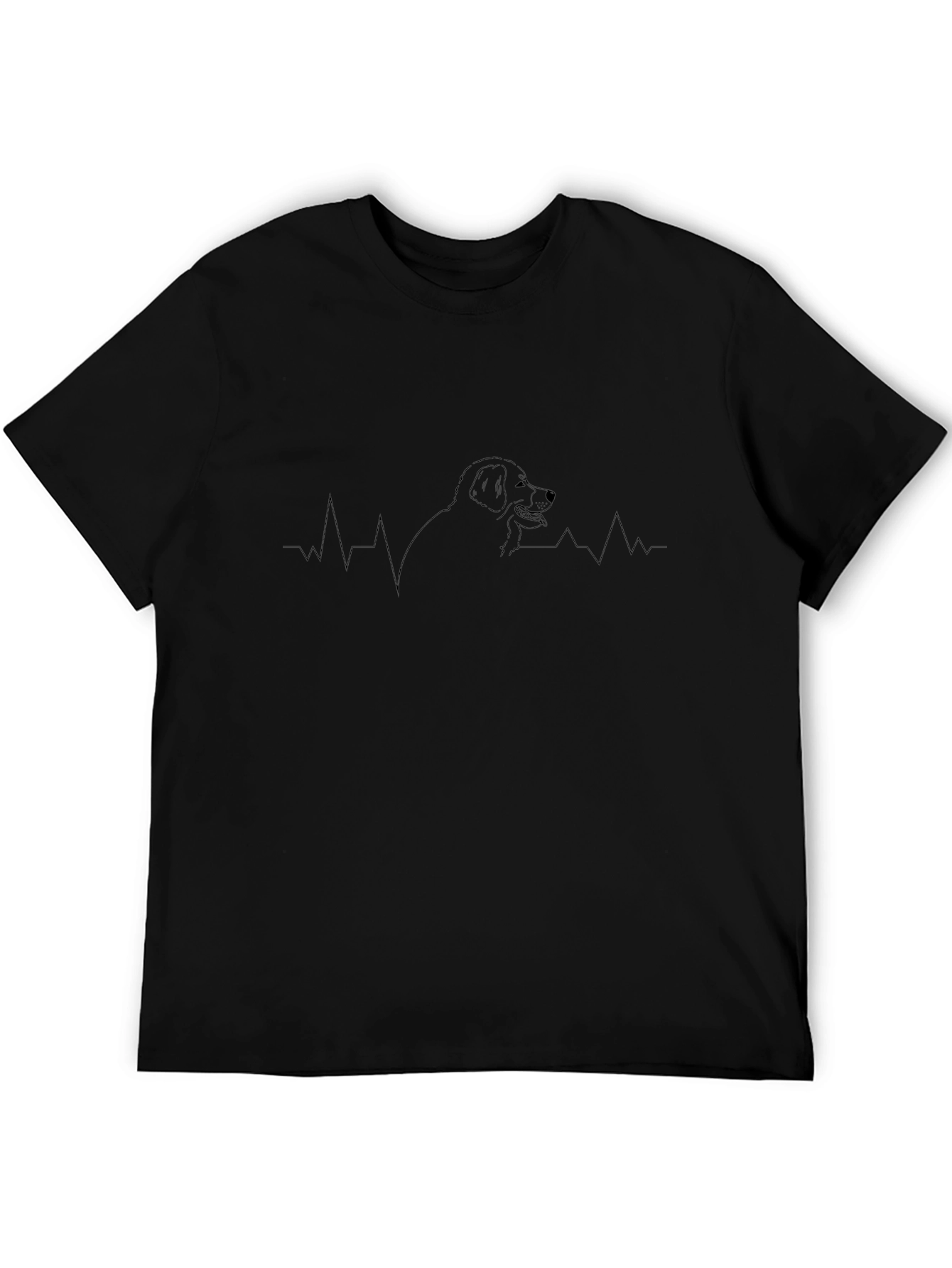 Dog Heartbeat Graphic T-Shirt - Black