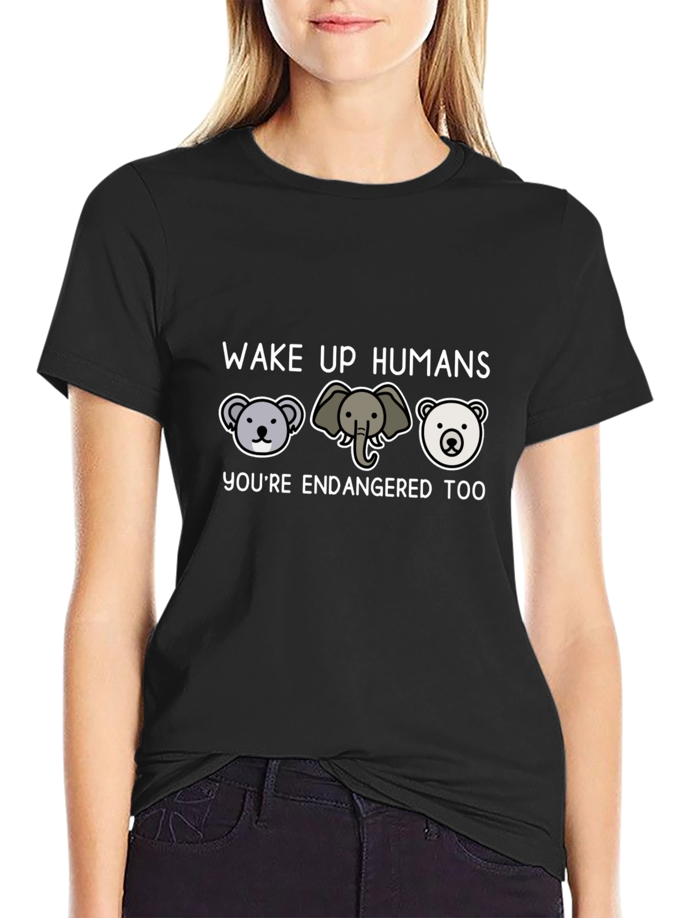 Endangered Animals Graphic Tee - Wake Up Humans T-Shirt