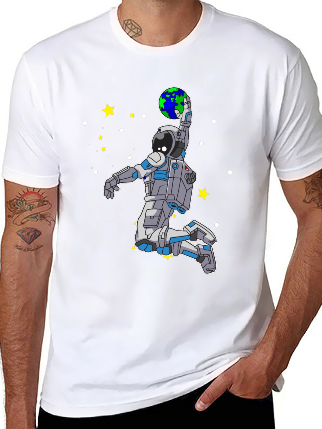Astronaut Slam Dunking Earth T-Shirt