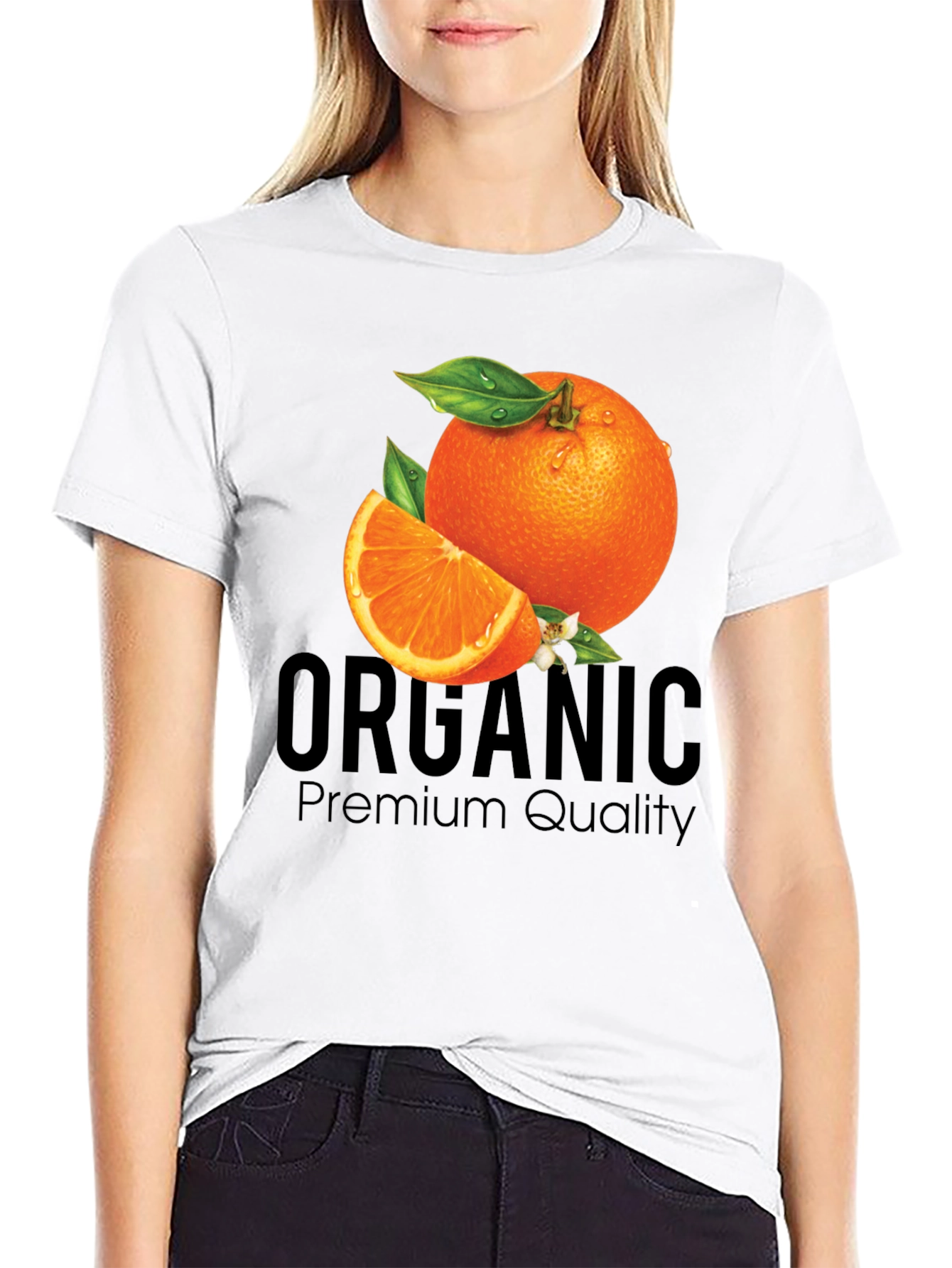 Organic Orange Premium Quality Black T-Shirt