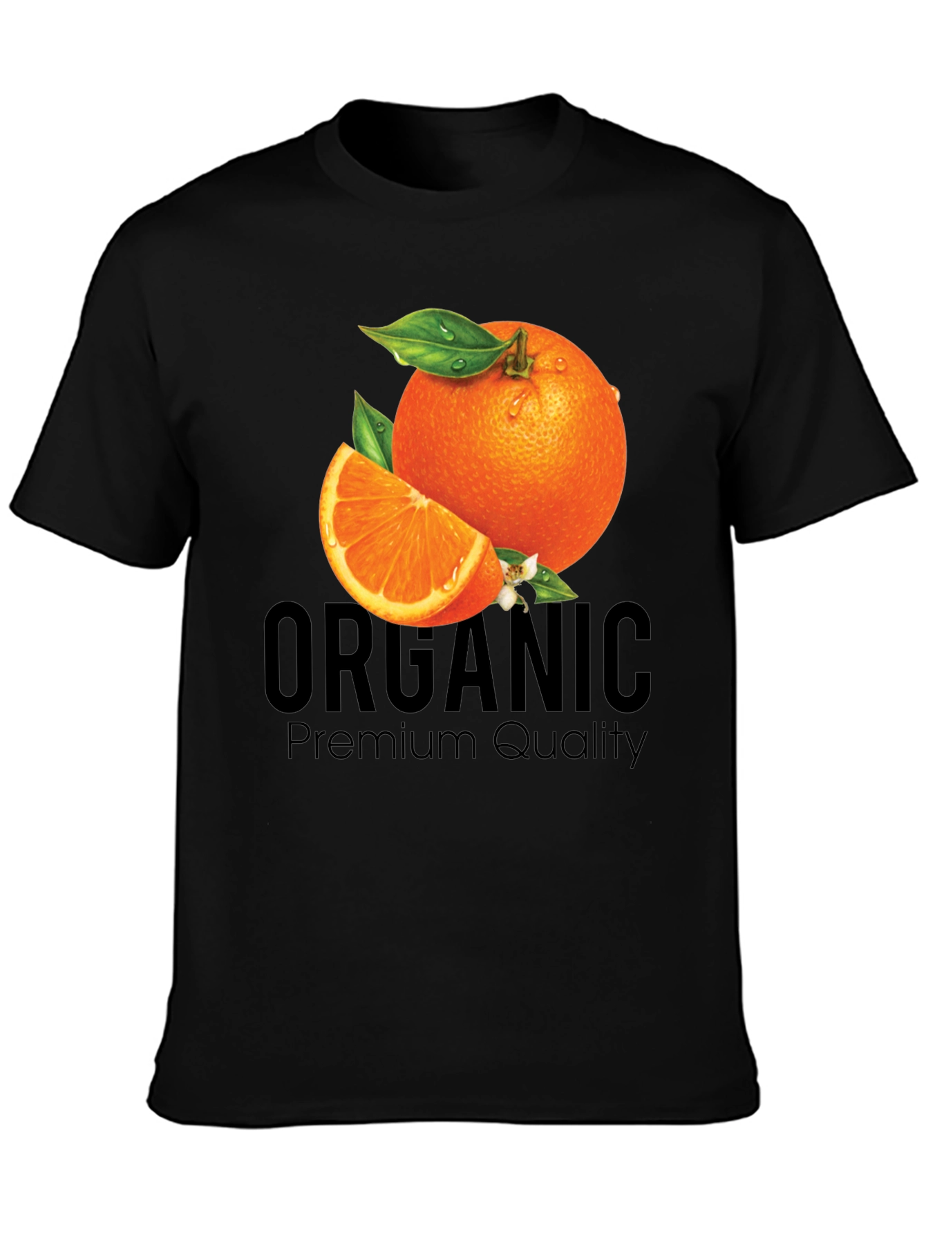 Organic Orange Premium Quality Black T-Shirt