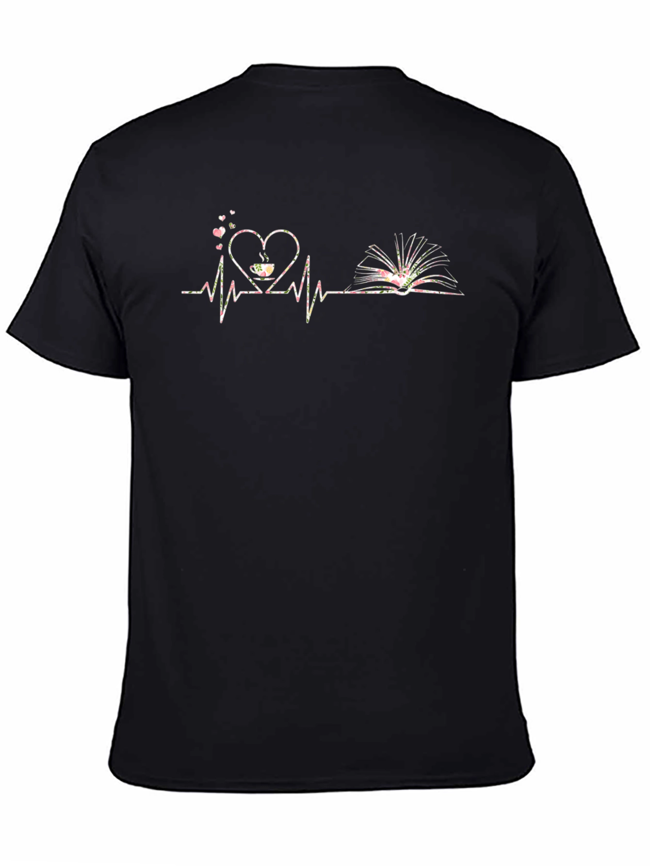 Book & Coffee Heartbeat Graphic T-Shirt